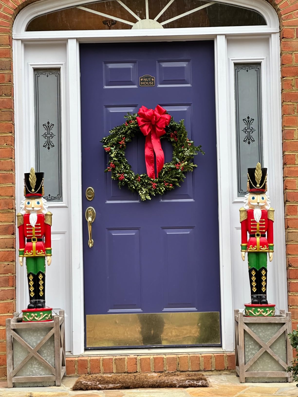 Haute Decor Christmas Nutcracker - Classic Red and Green (37 Inch) - 1 | Indoor or Covered Outdoor Use, Solid Resin Construction, Classic Red & Green with Gold Glitter Accents customer photo 1