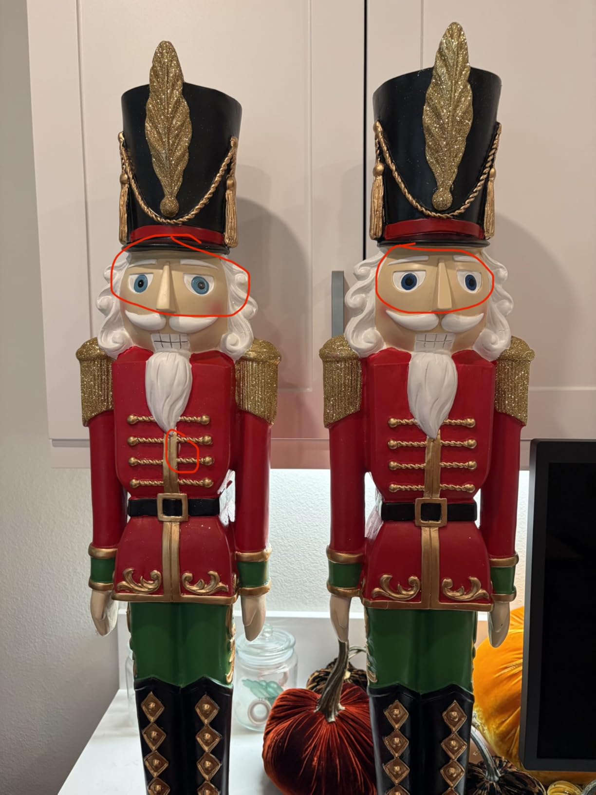 Haute Decor Christmas Nutcracker - Classic Red and Green (37 Inch) - 1 | Indoor or Covered Outdoor Use, Solid Resin Construction, Classic Red & Green with Gold Glitter Accents customer photo 2