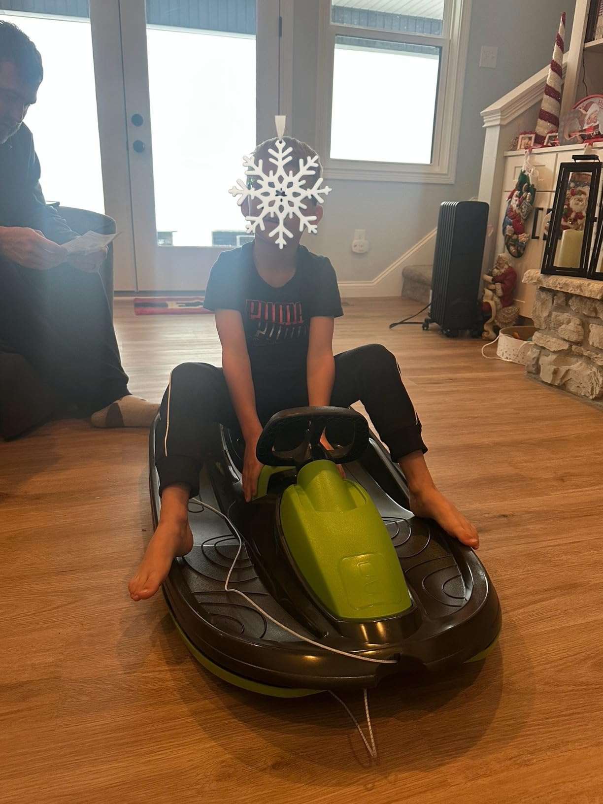 Snow Sled for Kids, Adults - Toboggan Sled, Easy Turning Steering Wheel, Anti-Slip Seat, Pull Up Brake, Durable Plastic Sled, Age 3+ 260 lbs customer photo 1