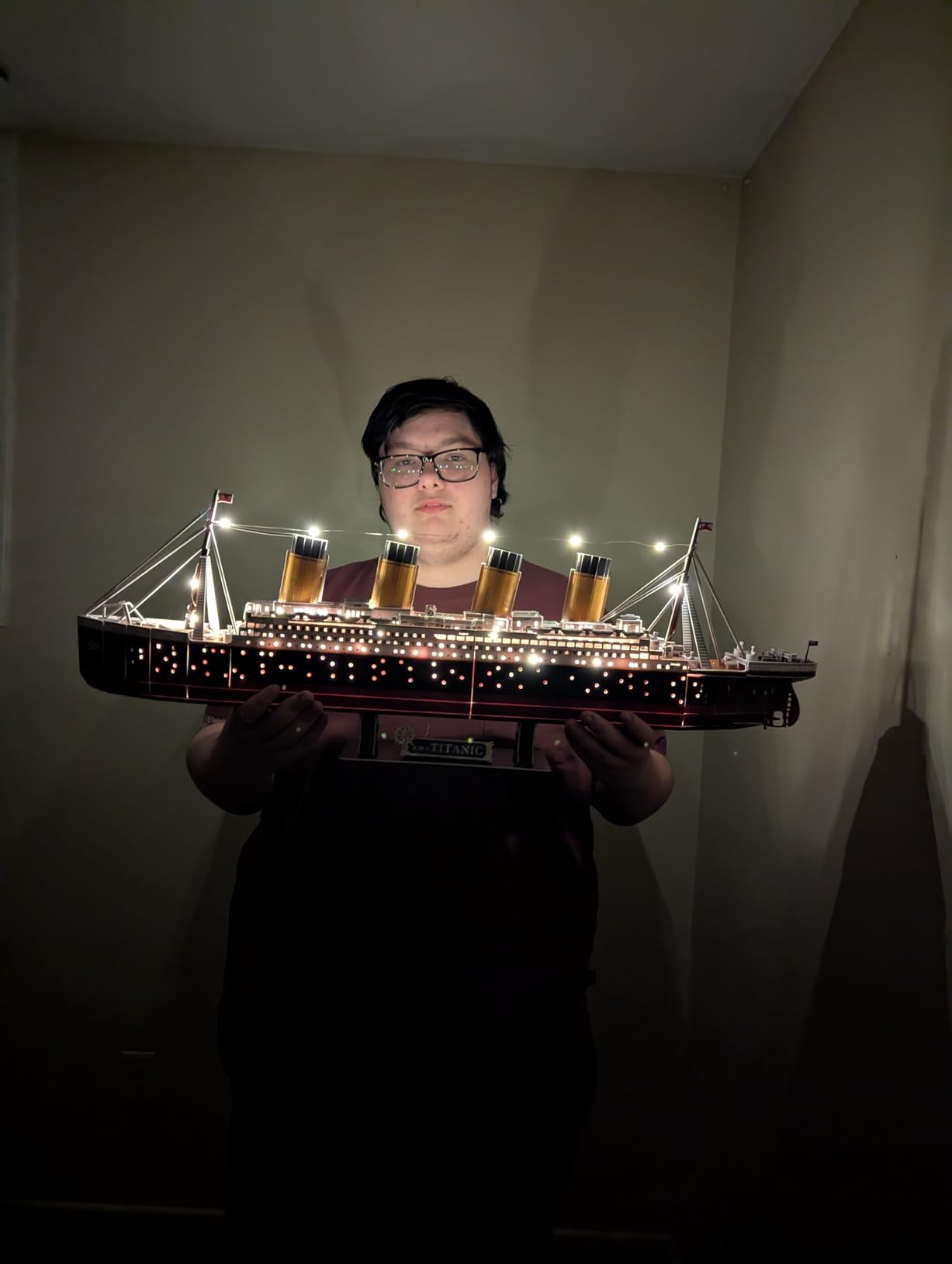 CubicFun Titanic 3D Model Ship Puzzle with LED Lights, 266 Pieces, 88 cm | 3D Puzzle for Adults LED 34.6 inch Titanic Model for Collectors, Home Decor Office Displays Shelf Displays Gifts Christmas customer photo 2