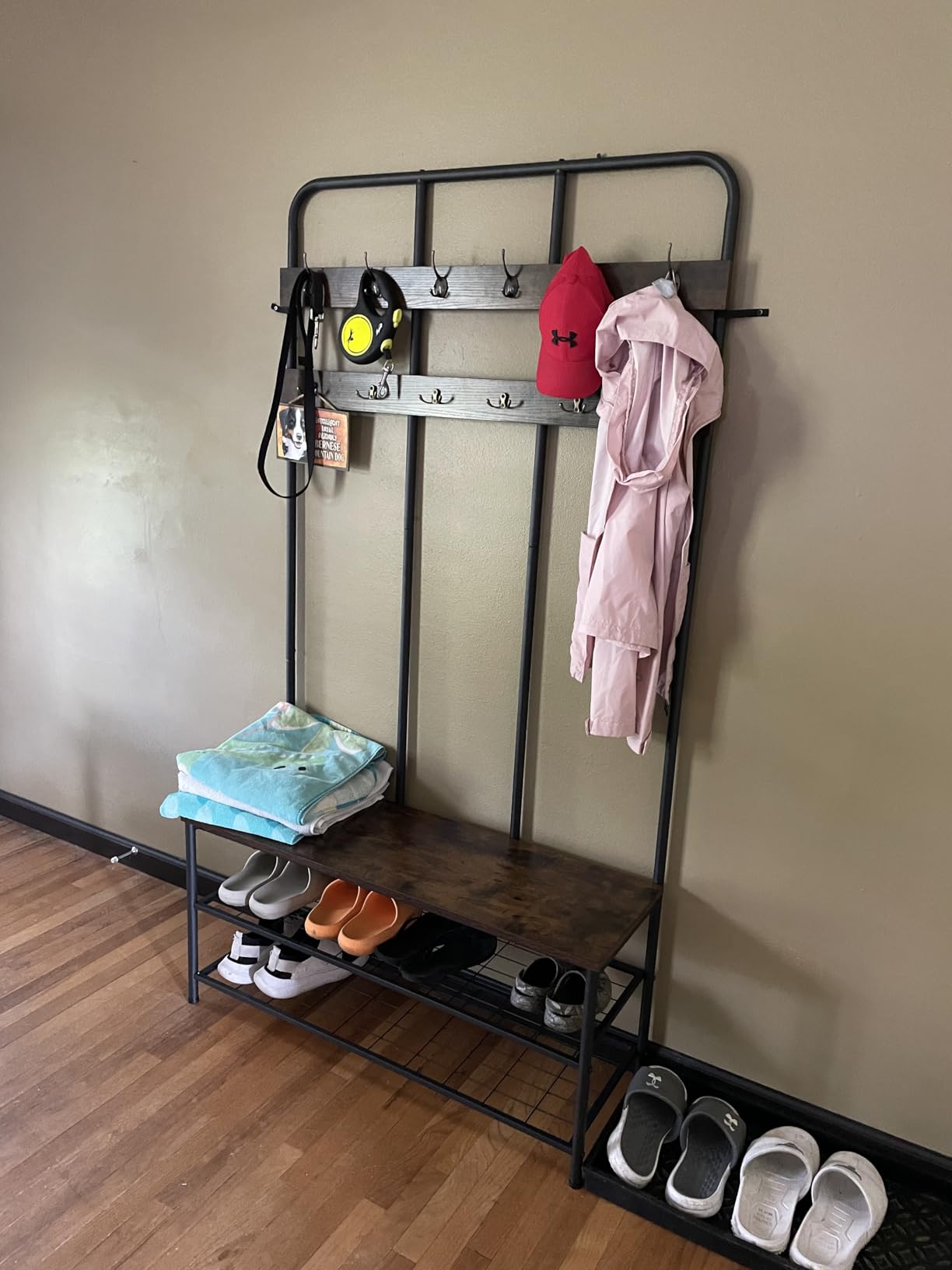 HOOBRO Hall Tree with Bench, Entryway Bench with Coat Rack, Mud Room Rack with 12 Double Hooks and Shoe Storage, Coat Tree, Shoe Rack Organizer, for Foyer, Front Door, Rustic Brown customer photo 2