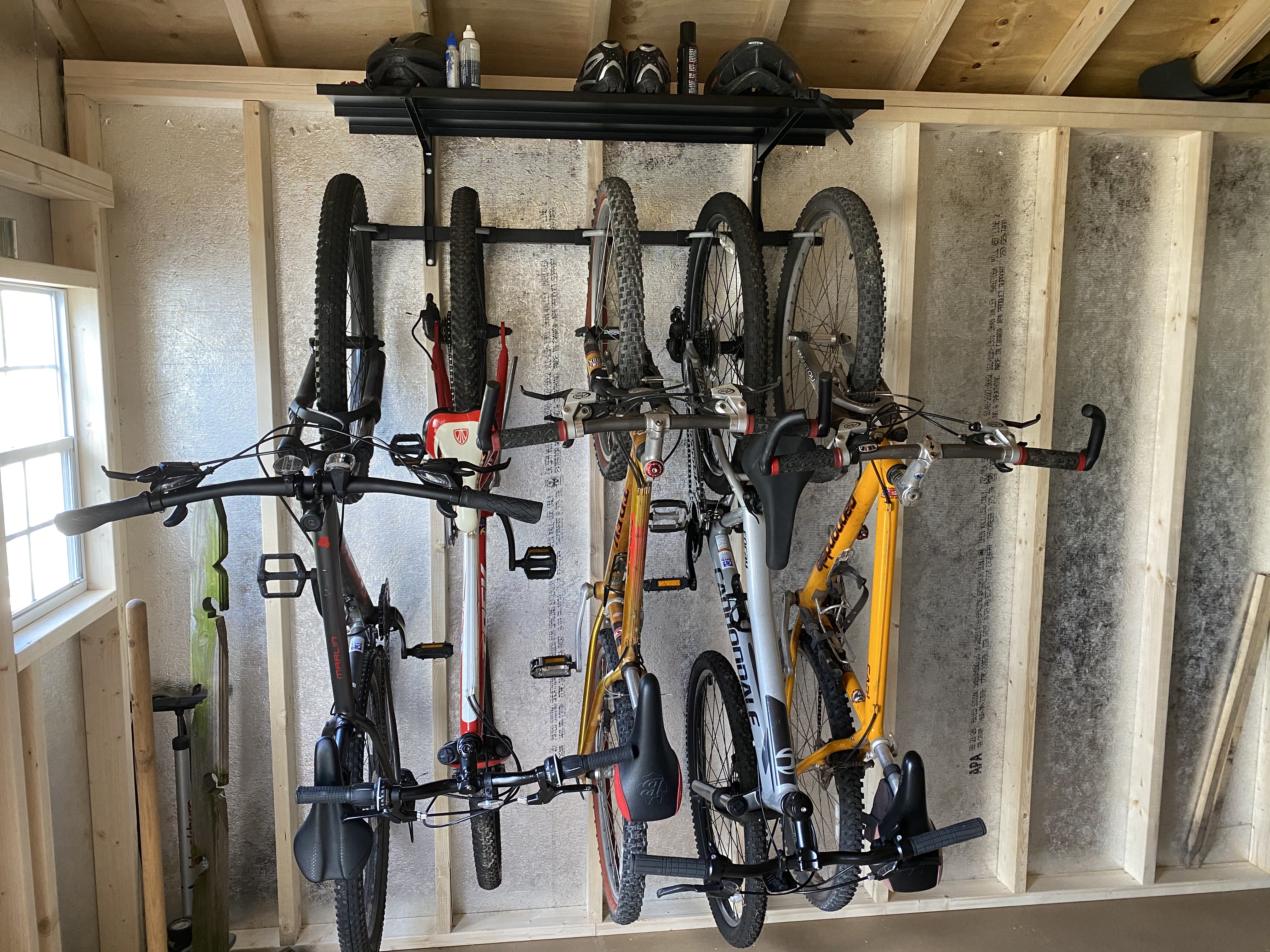 StoreYourBoard Bike Storage Rack with Shelf - Heavy Duty Garage Bike Storage Rack for 5 Bicycles, Adjustable Vertical Bike Rack, Bike Rack Shelf for Helmets & Gear, Holds 300 lbs customer photo 1