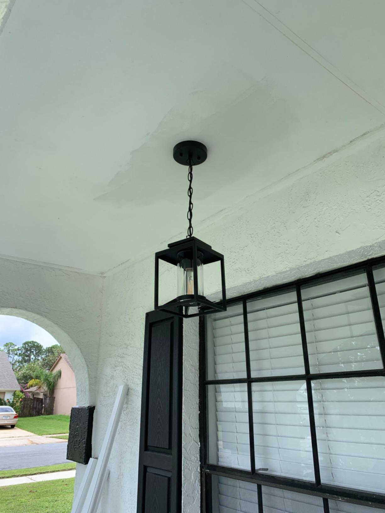Outdoor Pendant Light for Porch, 1-Light Black Hanging Porch Light Modern Exterior Hanging Lantern with Cylinder Glass and Adjustable Chain for Gazebo, 2353/1H customer photo 1