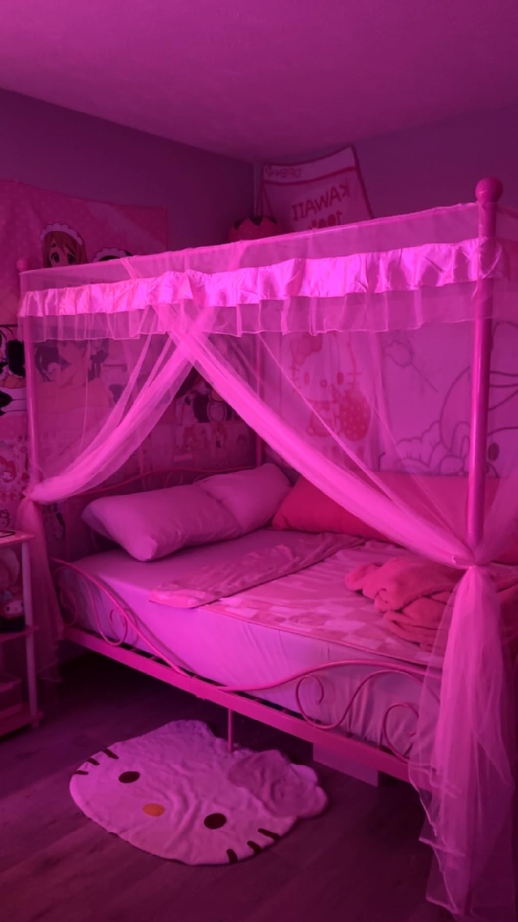 Mengersi Rainbow Canopy Bed Curtains with Lights - Princess Bed Canopy for Girls - Bed Drapes Netting- Bedroom Decoration Accessories, Twin customer photo 2