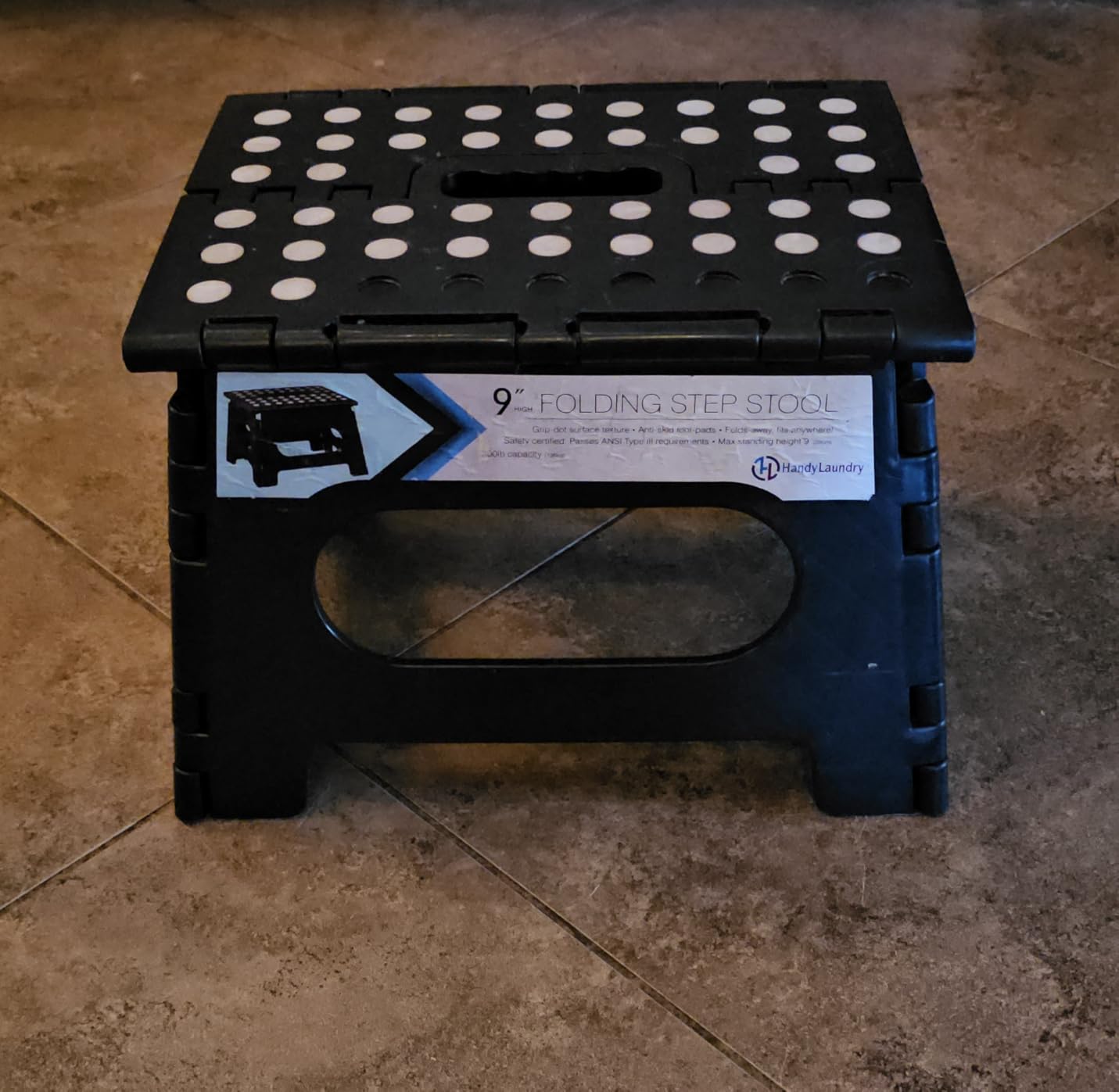 Handy Laundry Folding Step Stool 13 Inch, Black, Non-Slip Holds 300 lbs | Foldable Collapsible Step Stool, Kitchen Bathroom Bedroom, Adults customer photo 2