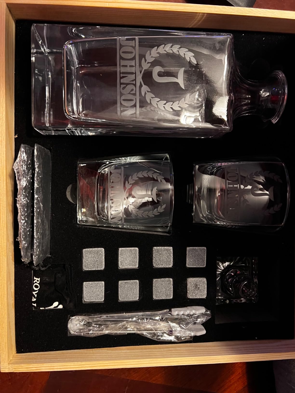 Whiskey Decanter Set for Men, Bourbon Decanter 24 oz with Glasses | Complete Gift with Chilling Stones, Coasters & Tongs - Liquor Gift for Husband, Dad & Boyfriend customer photo 2