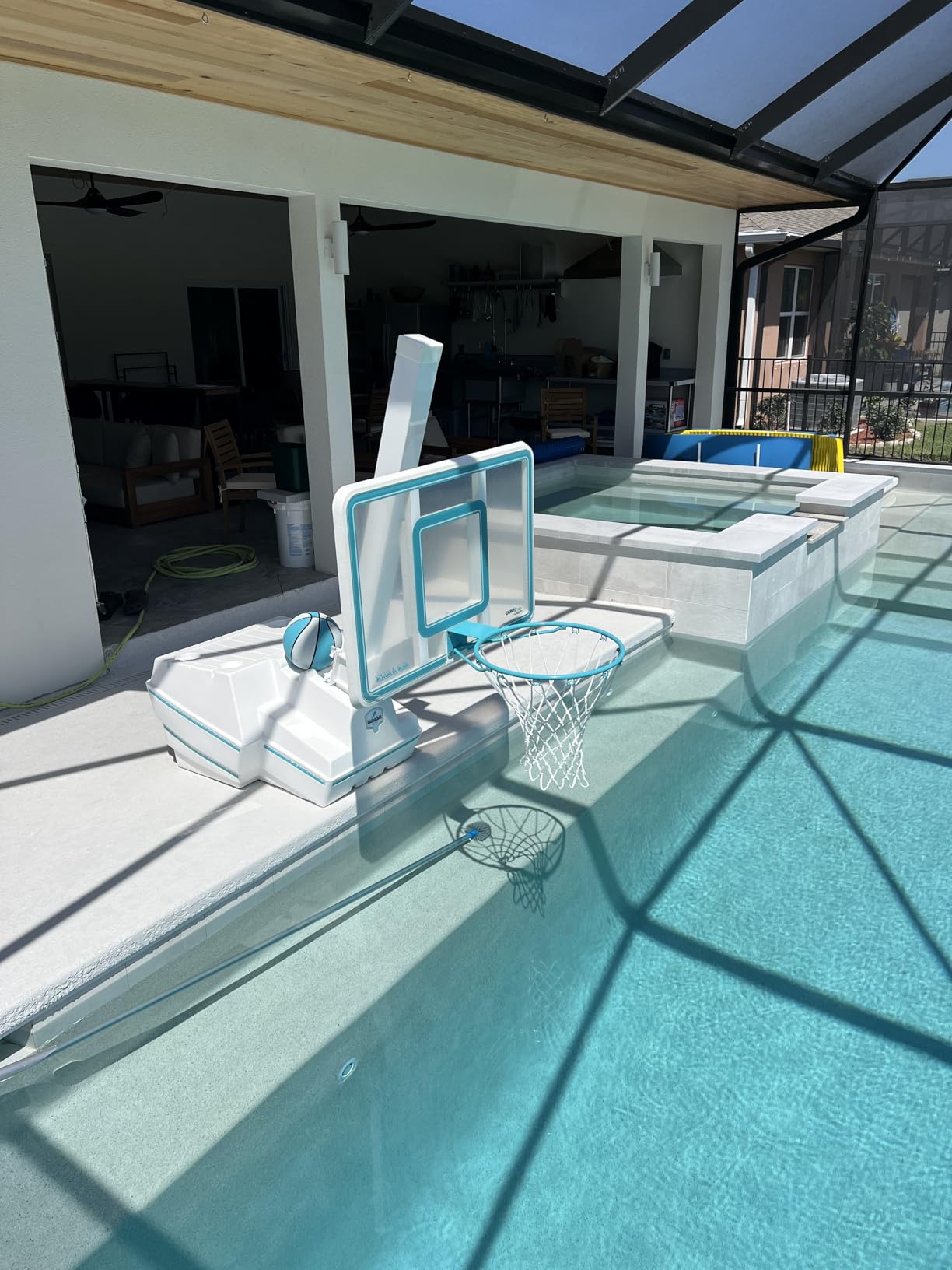 Dunn-Rite Splash and Slam Clear Pool Basketball Hoop w/Ball, Adjustable Height 18 Inch Stainless Steel Rim, Water-Filled to 500lbs, State-of-The-Art Clear Backboard customer photo 1