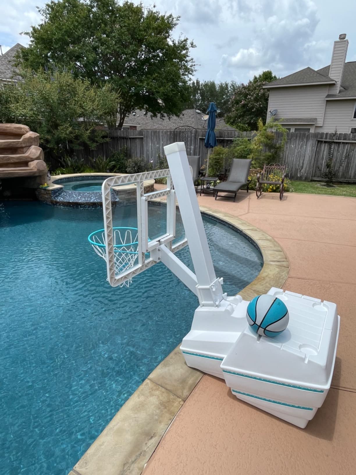 Dunn-Rite Splash and Slam Clear Pool Basketball Hoop w/Ball, Adjustable Height 18 Inch Stainless Steel Rim, Water-Filled to 500lbs, State-of-The-Art Clear Backboard customer photo 2
