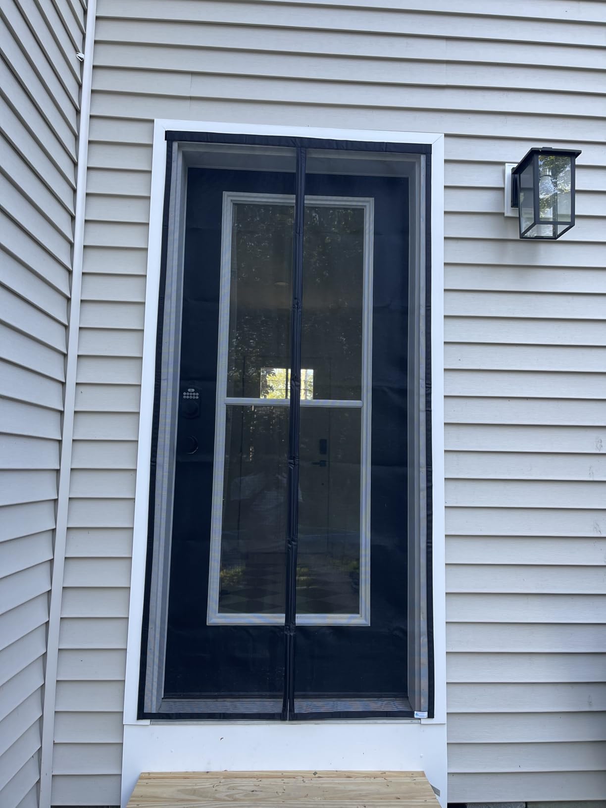 Fenestrelle Magnetic Screen Door for French & Sliding Door - Heavy Duty, Hands Free Fiberglass Mesh with Self Closing Magnetic Seal, Black Trim - Fits 70