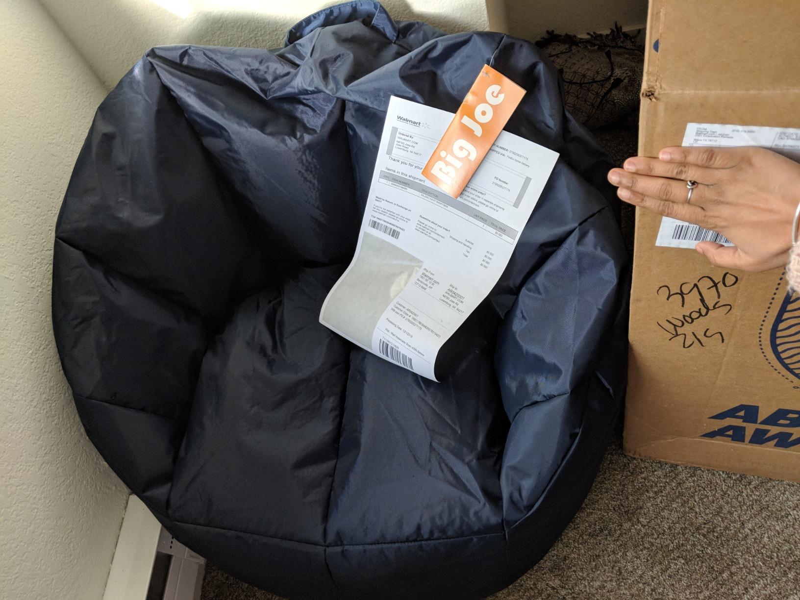 Big Joe Milano Bean Bag Chair for Kids, Teens, Adults, Durable Easy-Clean Navy Smartmax, Nylon Polyester Blend, Lightweight Seat for Reading Nook and Gaming, 2.5 Foot Refillable customer photo 1