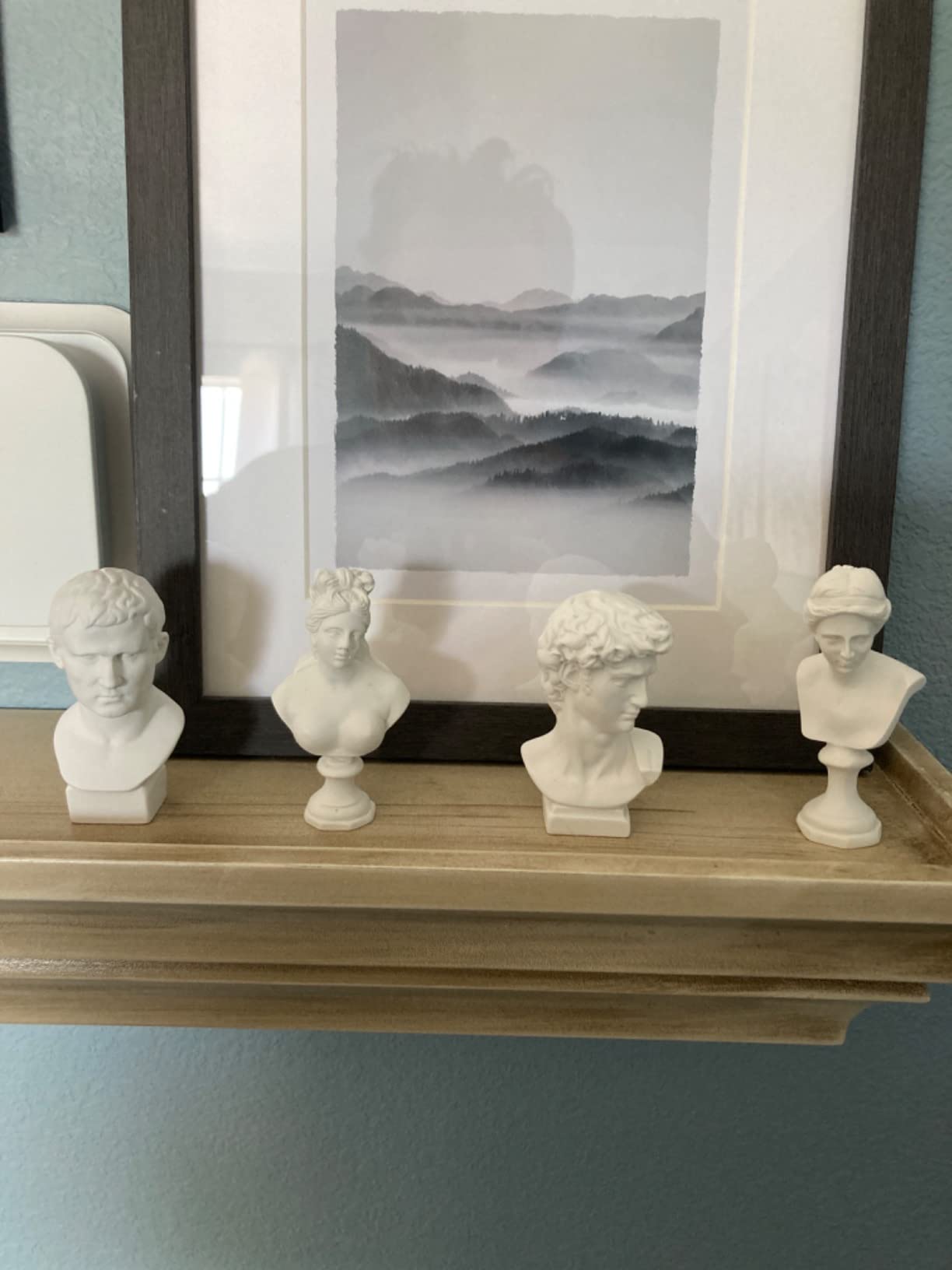 Garwor 4Pcs/Set Classic Mini Greek Bust Resin Sculptures and Statues, Home Décor, Michelangelo Sculpture Figurine, David Venus Agrippa Aphrodite, Mini 2.7