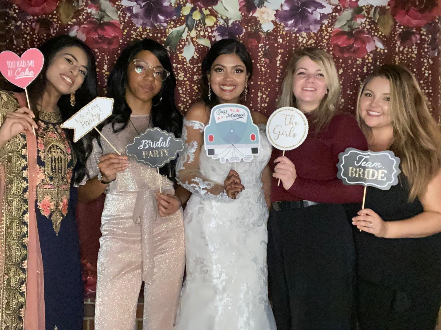 Fully Assembled Wedding Photo Booth Props - Set of 40 - Pink & Teal | No DIY - Pre-Assembled Gold, Pink, Teal, & Silver Selfie Signs - Cute Wedding Party Supplies & Decorations with Real Glitter customer photo 2