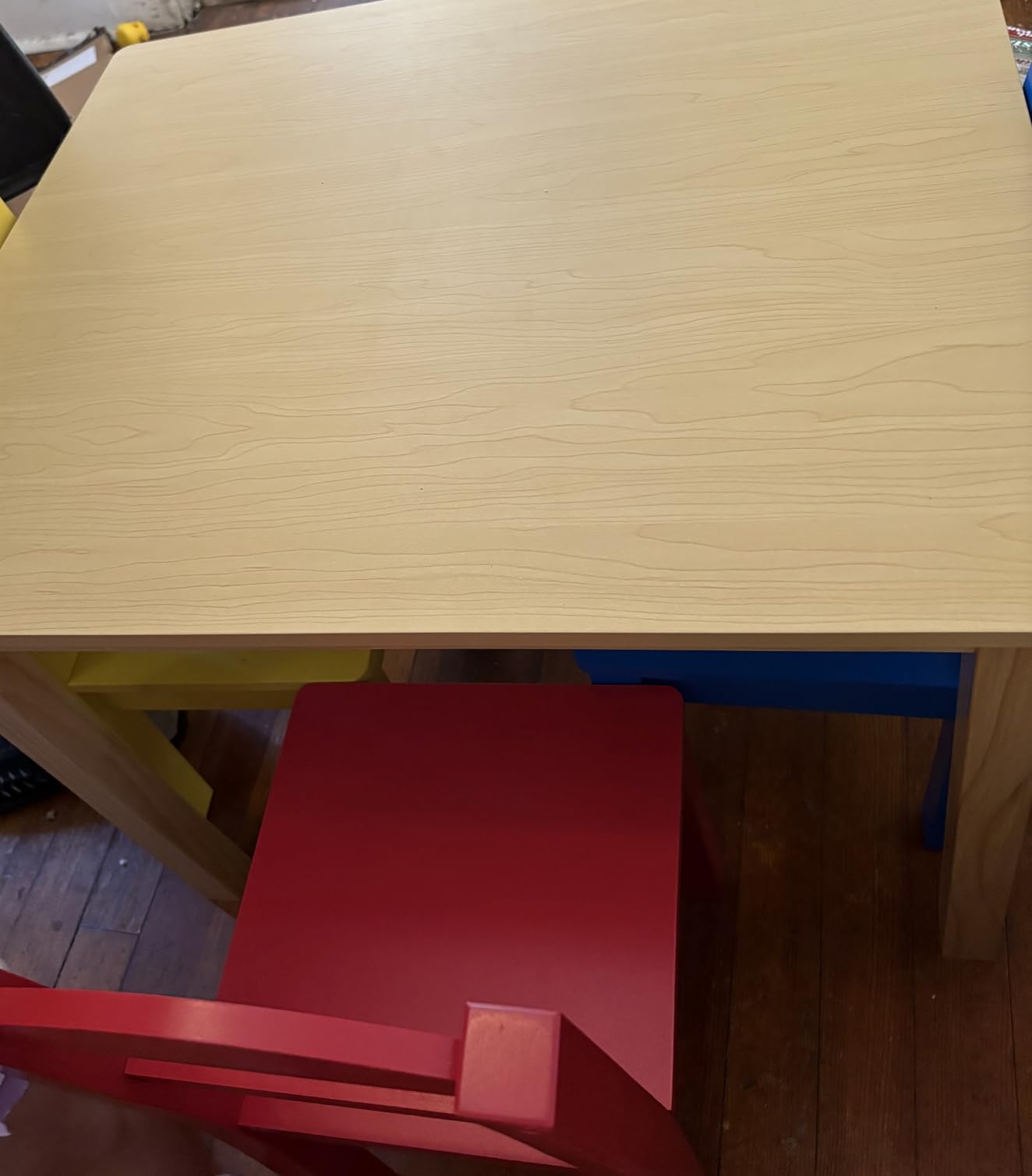 Humble Crew Toddler Table and Chair Set for Kids, Wood Activity Furniture | Sturdy 5 piece playroom or bedroom desk, perfect size for crafts, snacks, homework, and learning, includes 4 matching seats customer photo 1