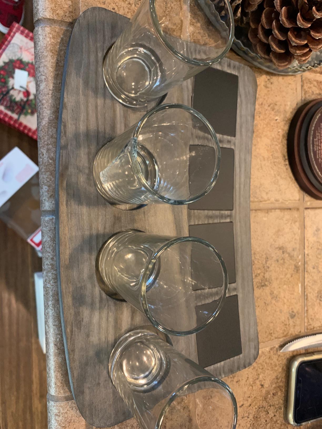 MyGift Beer Flight Board Sampler Set with 4 Tasting Beer Glasses, Brown Wood Serving Tray and Chalkboard Labels, Set of 2 customer photo 1