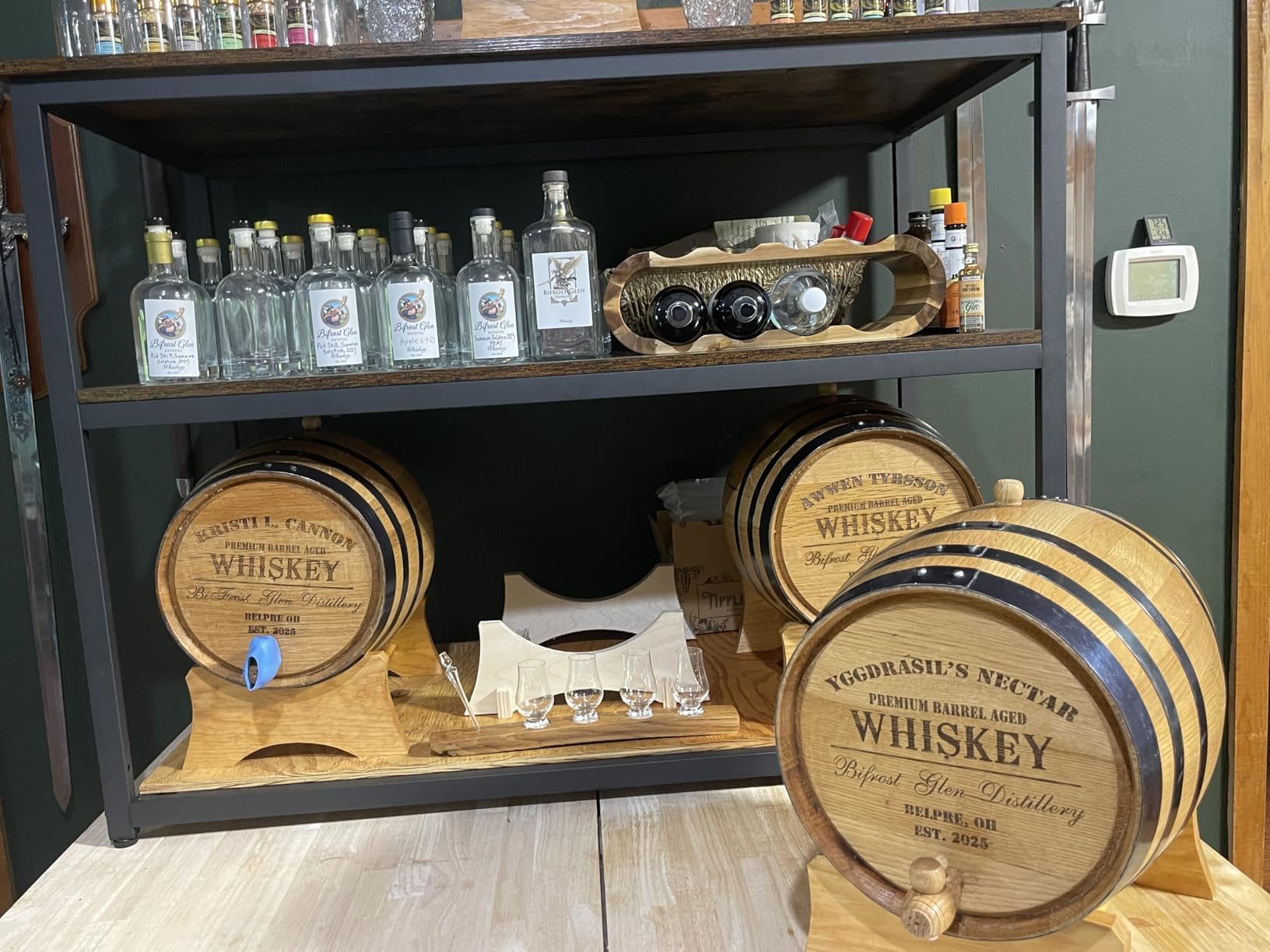 2 Liter Personalized American White Oak Whiskey Aging Barrel | Custom Engraved Bourbon & Cocktail Wooden Barrel, Liquor Dispenser with Stand customer photo 2