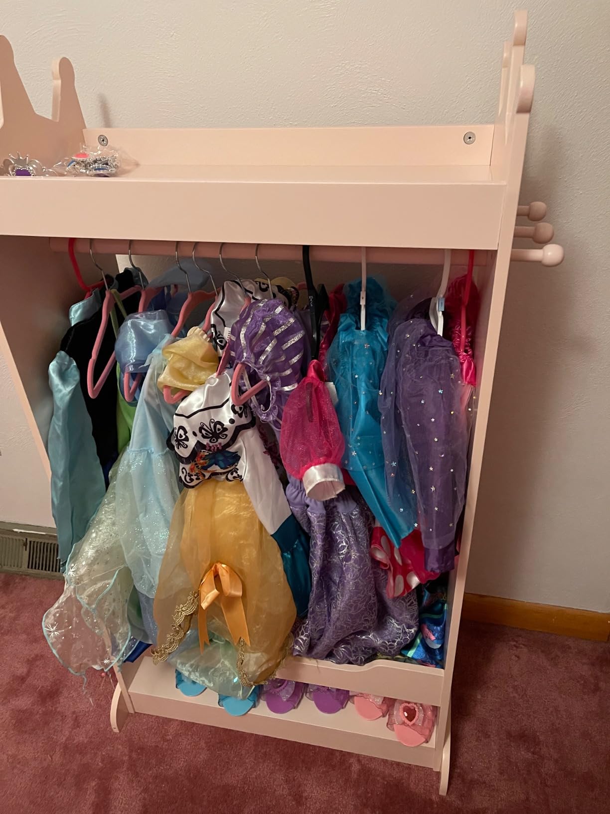 UTEX Kids Dress up Storage with Crown-Shaped Top and Mirror | Open Hanging Armoire Closet, Kids Wardrobe Closet, Wide Feet, Safety Acrylic Mirror, Water-based Paint customer photo 1