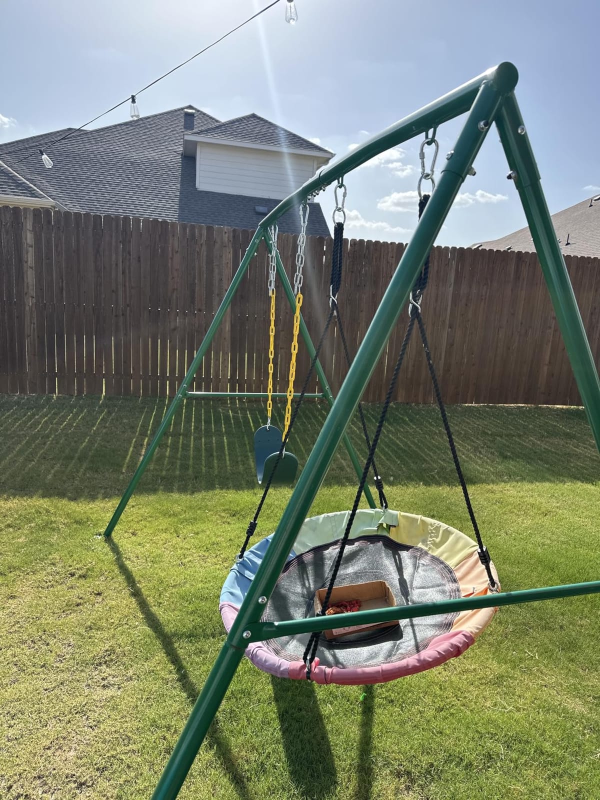Trekassy 440lbs Swing Sets for Backyard, 2 Seat Saucer & Belt Swing - Green customer photo 1
