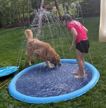 Peteast Dog Pool, Anti-Slip Splash Pad for Dogs, 67 in, Blue customer photo 1