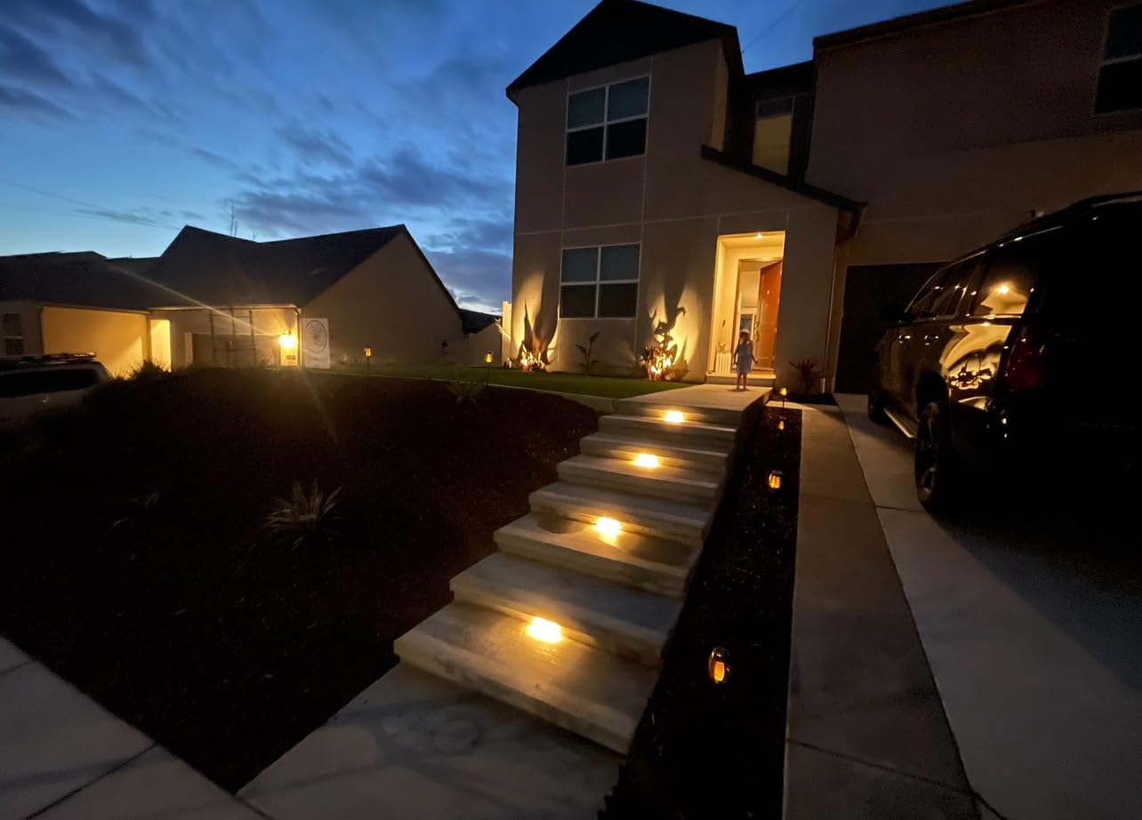 LEONLITE 8-Pack 7 Inch LED Hardscape Lighting, 3W/4W/5W, 2700K Soft White, Dimmable Retaining Wall Lights, Low Voltage Landscape Lighting, 12-24V AC/DC Paver Light, Outdoor Step Lights, ETL customer photo 1