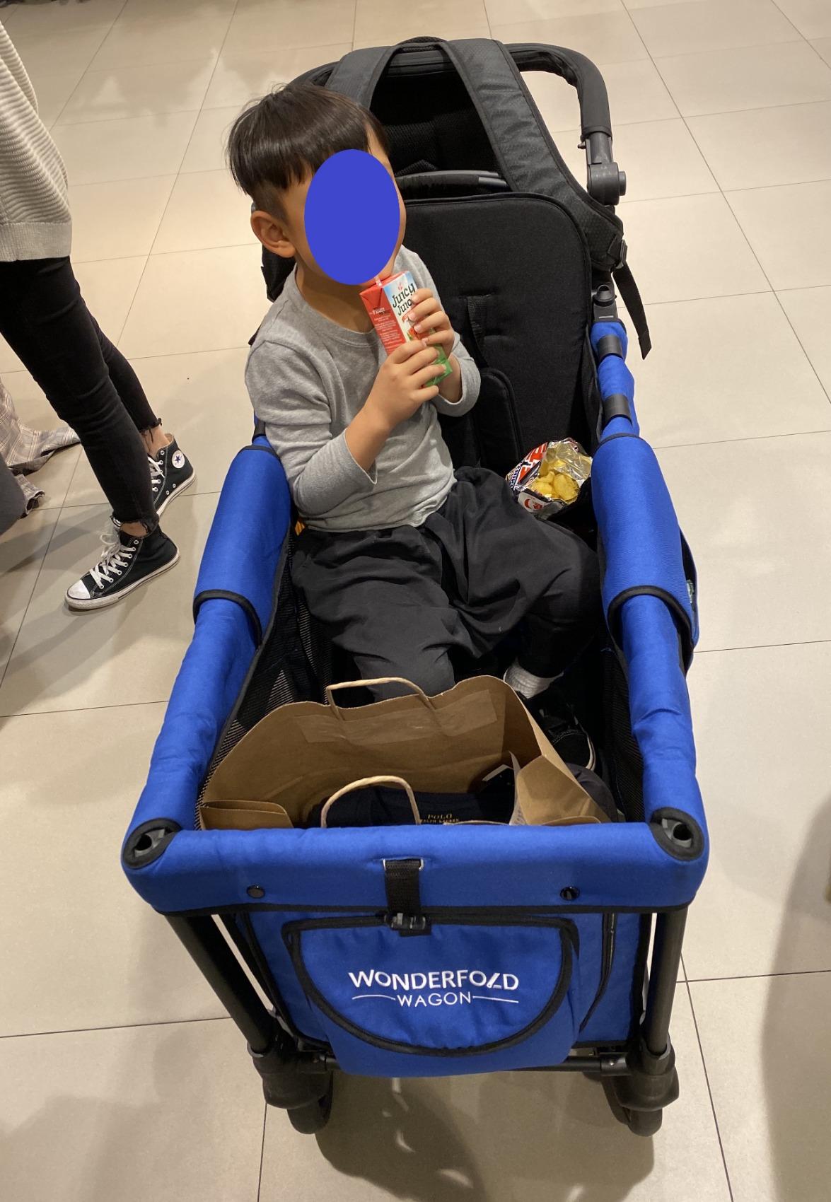 WonderFold W2 Stroller Wagon, Steel Frame, 2 Seater, Black | Foldable Wagon with Adjustable Canopy & Push Handle, All-Terrain Wheels & 5-Point Harnesses customer photo 2
