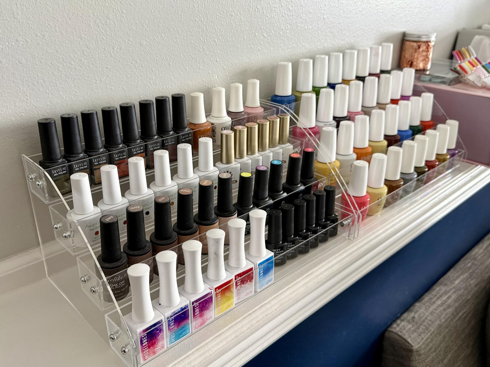 KINGROW Nail Polish Organizer, Acrylic Paint Display for Table 6 Tier, Durable Acrylic Rack for Polish, Paint, Oils, Glasses, and Ink (Fits 1-2oz Bottles) customer photo 2