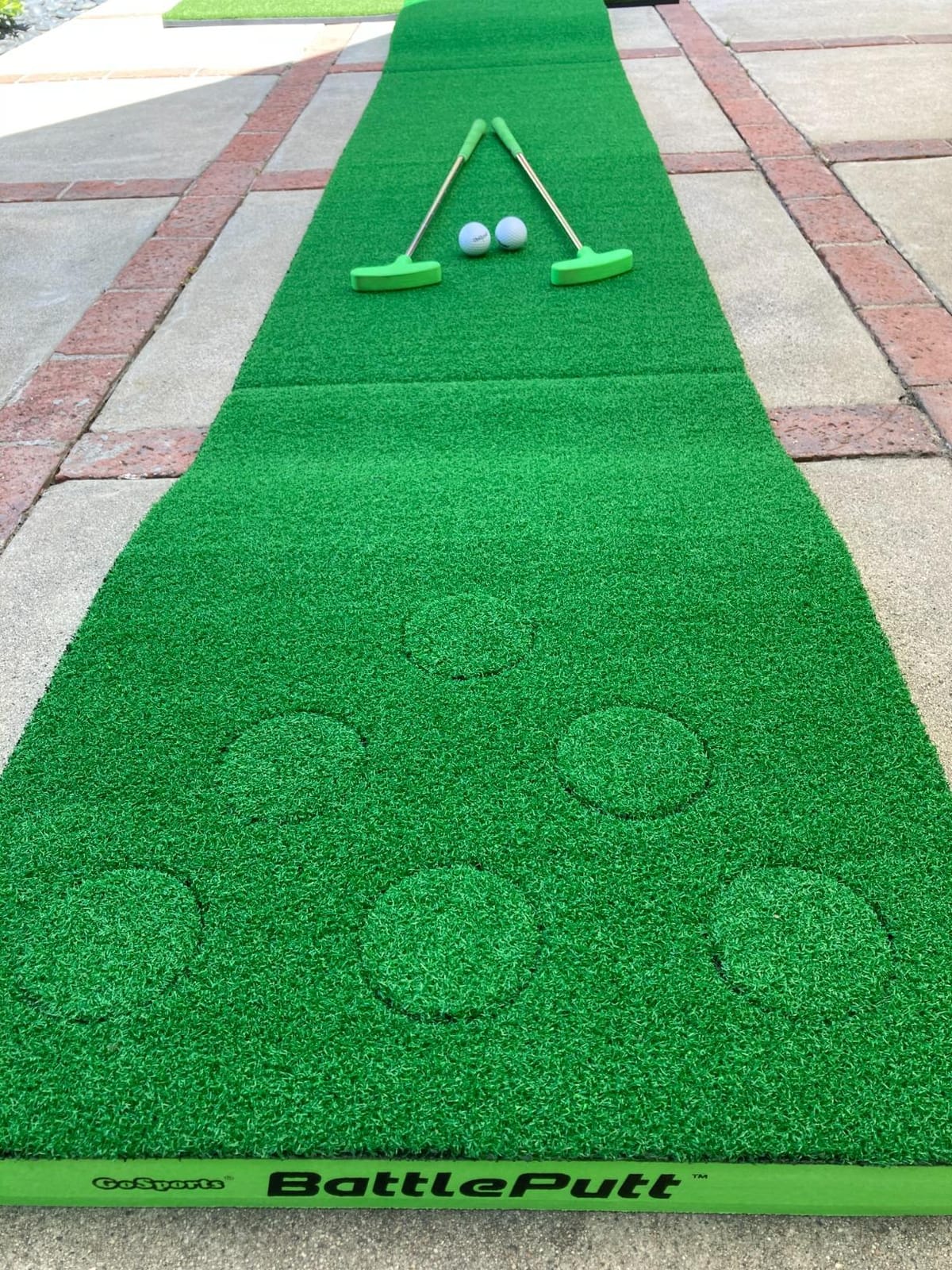 GoSports BattlePutt Golf Putting Game Set - 11 ft Backyard Putting Green Pong Style Golf Mat with 2 Putters, 2 Balls and 12 Hole Covers - Great Golfer Gift customer photo 1
