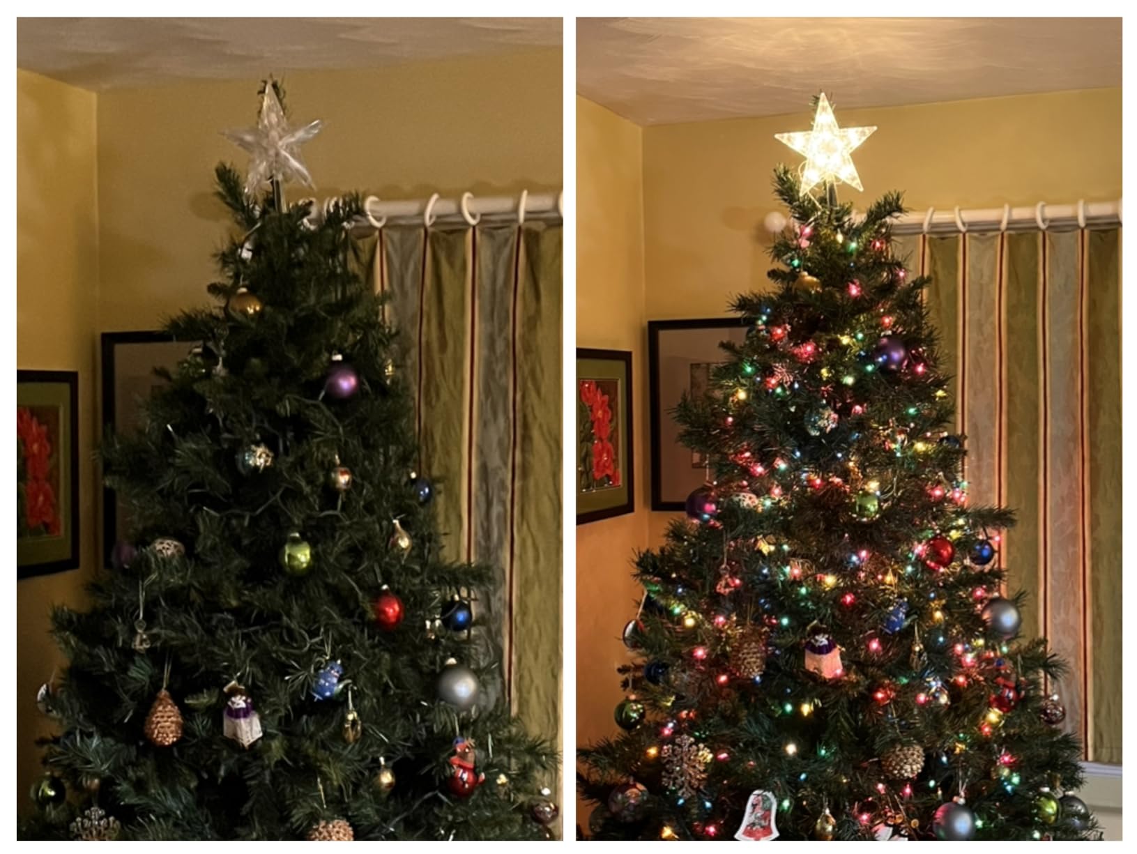 Christmas Tree Topper Lighted Star with Built-in 10 Replaceable Bulbs, 9.5