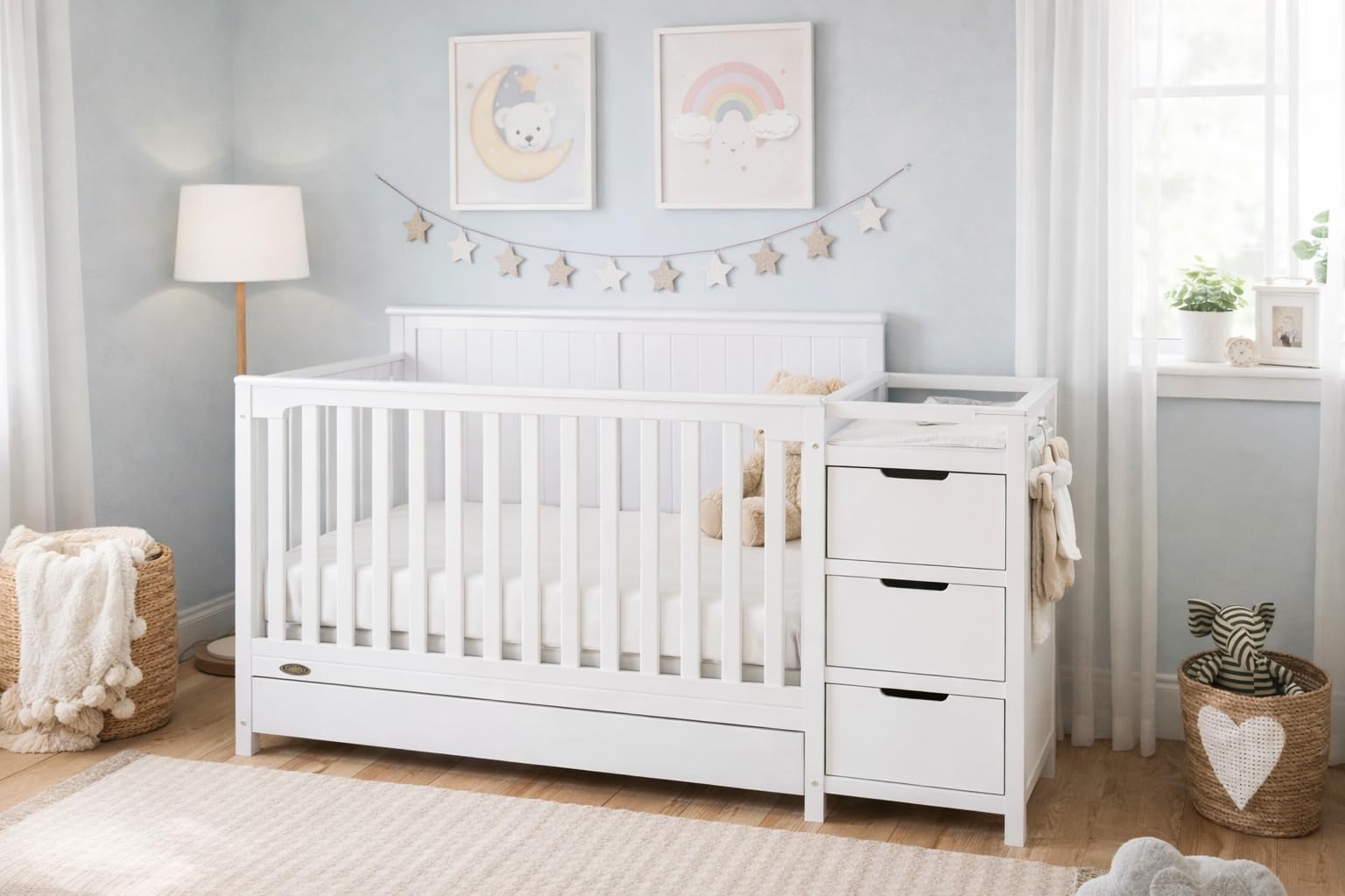 Graco Hadley 5-in-1 Convertible Crib & Changer, GREENGUARD Gold Certified, White customer photo 1