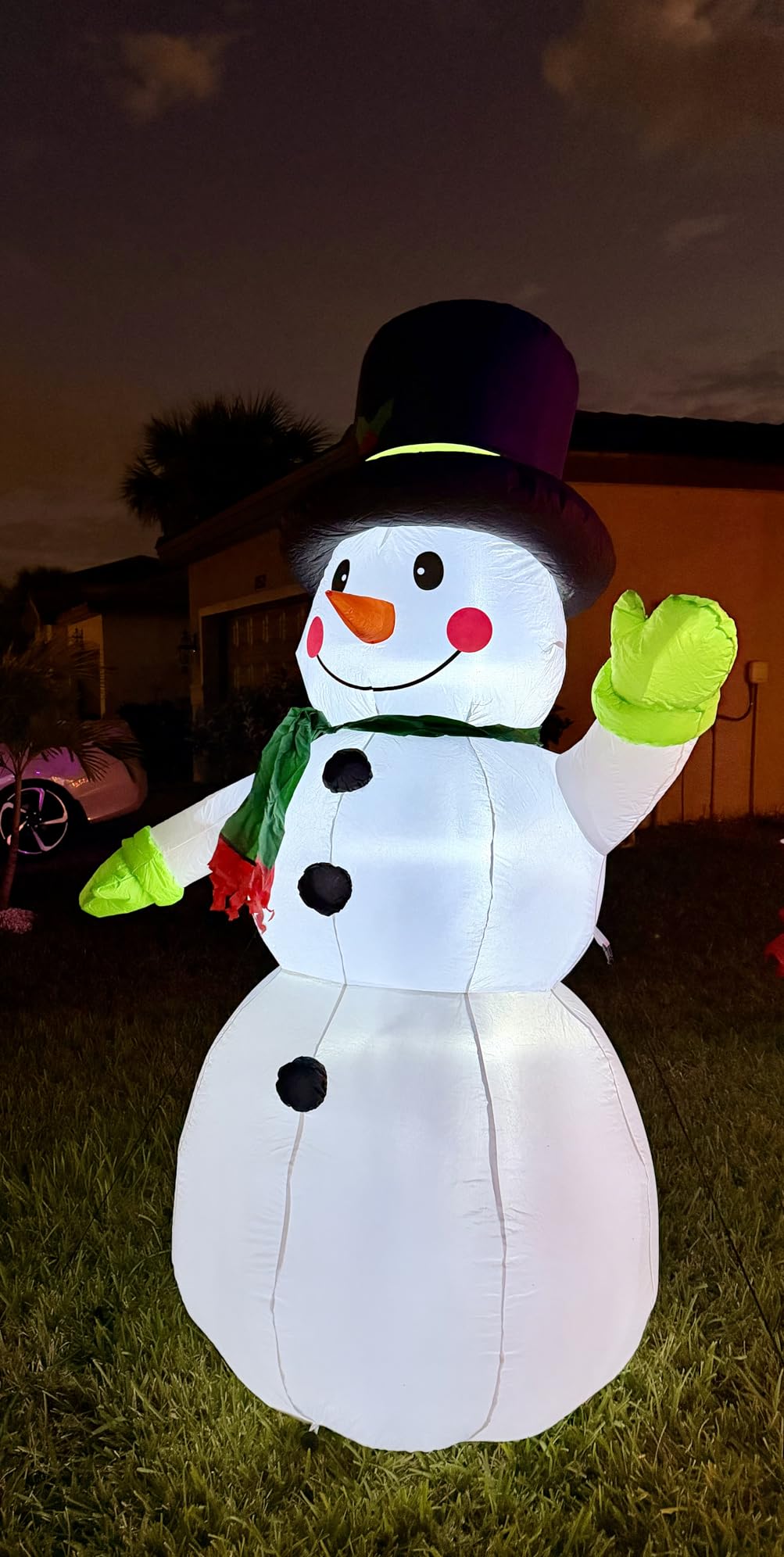 7 FT Christmas Inflatables Snowman Outdoor Yard Decorations, Christmas Blow up Snow Man with LED Lights & Black Hat, Winter Outside Decor for Holiday Party Patio Garden Lawn, Xmas New Year Kids Gifts customer photo 1