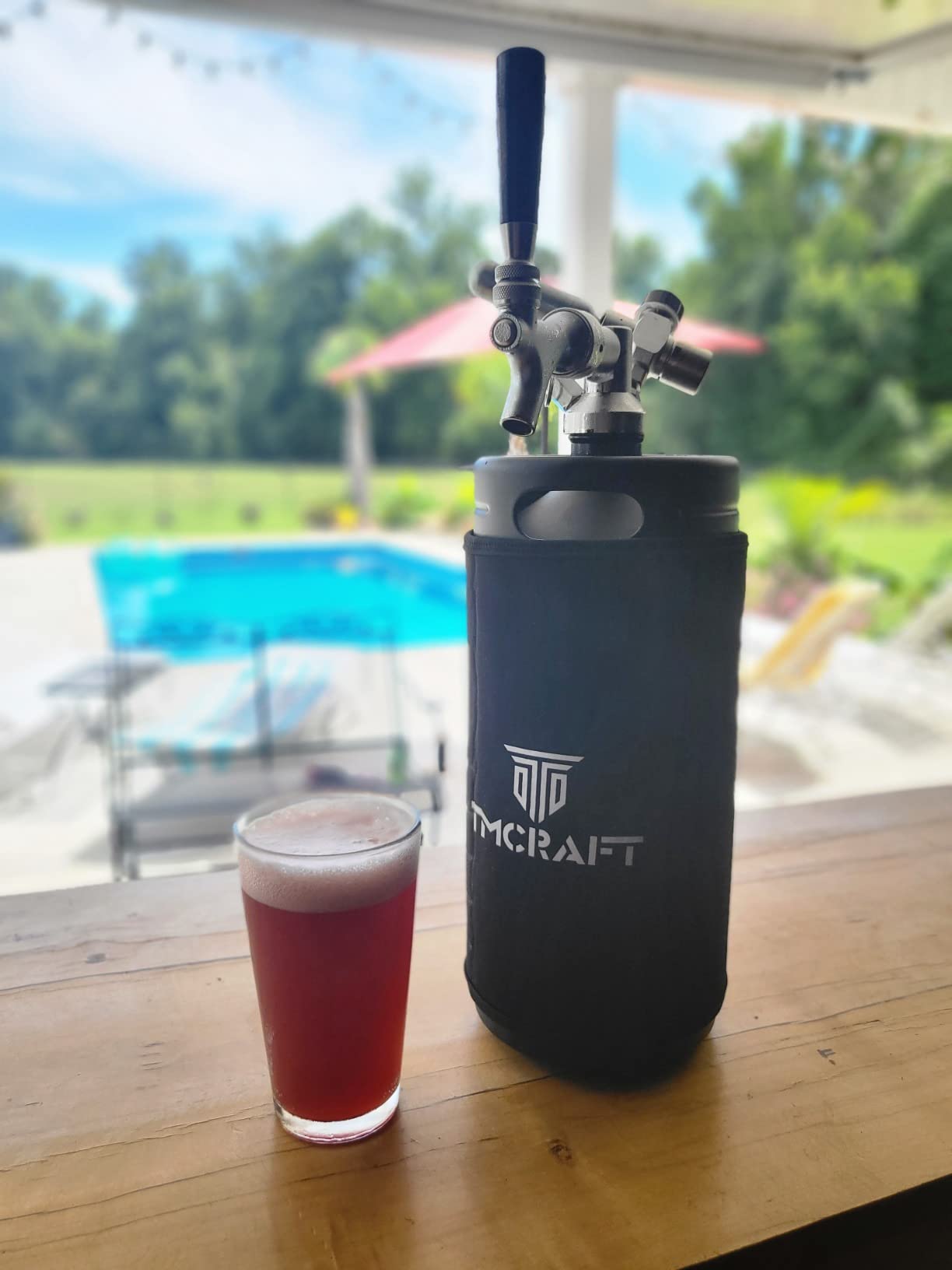 TMCRAFT 128oz Growler Tap System, Pressurized Stainless Steel Mini Keg with Cooler Jacket, Portable Home Dispenser System to Keep Fresh and Carbonation for Draft, Homebrew and Craft Beer (Matte Black) customer photo 1
