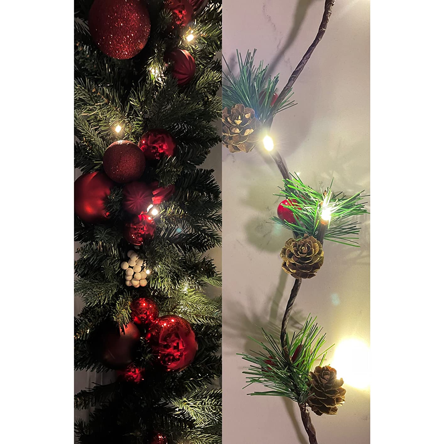 Christmas Garland 9 Ft by 12 Inch Prelit Fraser Fir Xmas Garland with 50 LED Lights 550 Tips, Real Like Lush and Classics Green Style for Indoor Outdoor Home Decoration customer photo 1
