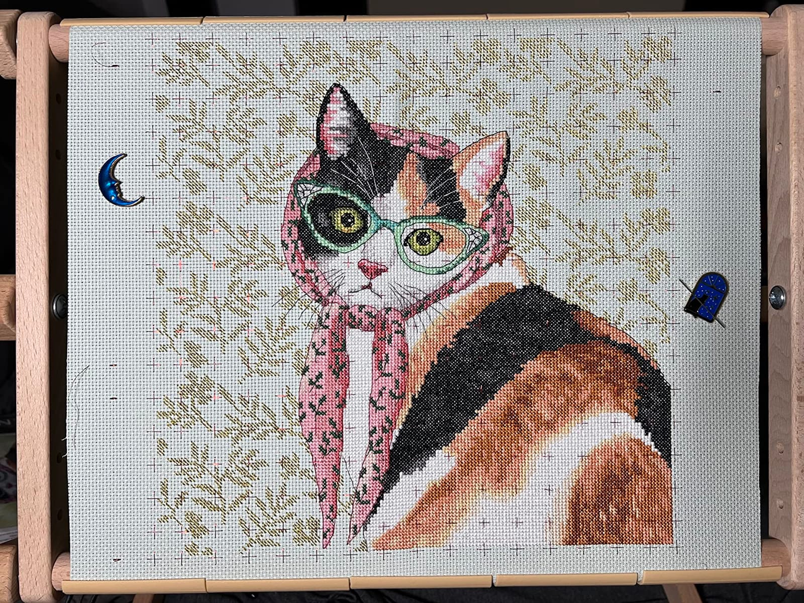 Dimensions 70-35395 Mama Cat Counted Cross Stitch Kit, 14 Count Light Green Aida Cloth, 11'' x 11'' customer photo 1
