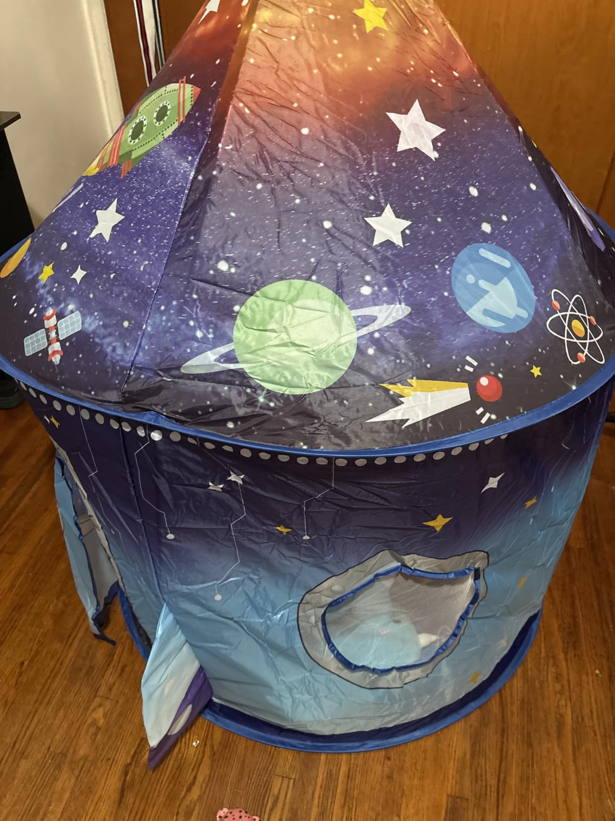 WillingHeart Play Tent for Kids, Rocket Ship Spaceship Space Themed | Pretend Playhouse, Astronaut Missions, Indoor Outdoor Games, Pop Up Foldable, Birthday Christmas Toy Gift for Boys Girls customer photo 2