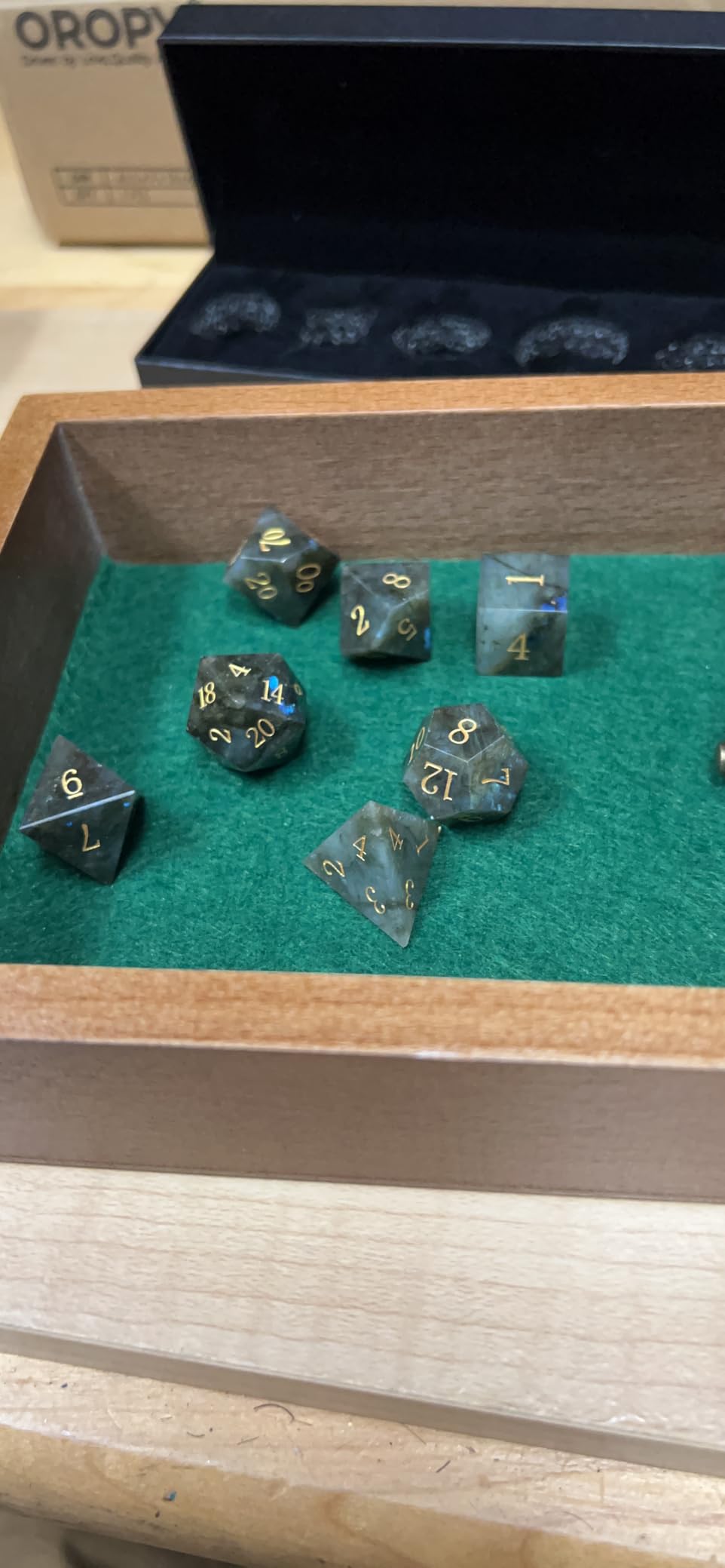 Haxtec Gemstone DND Dice Lapis Lazuli Polyhedral Dice Set for RPG | Natural Gem Stone, Metal Dice Case, Compatible with Dungeons and Dragons customer photo 1