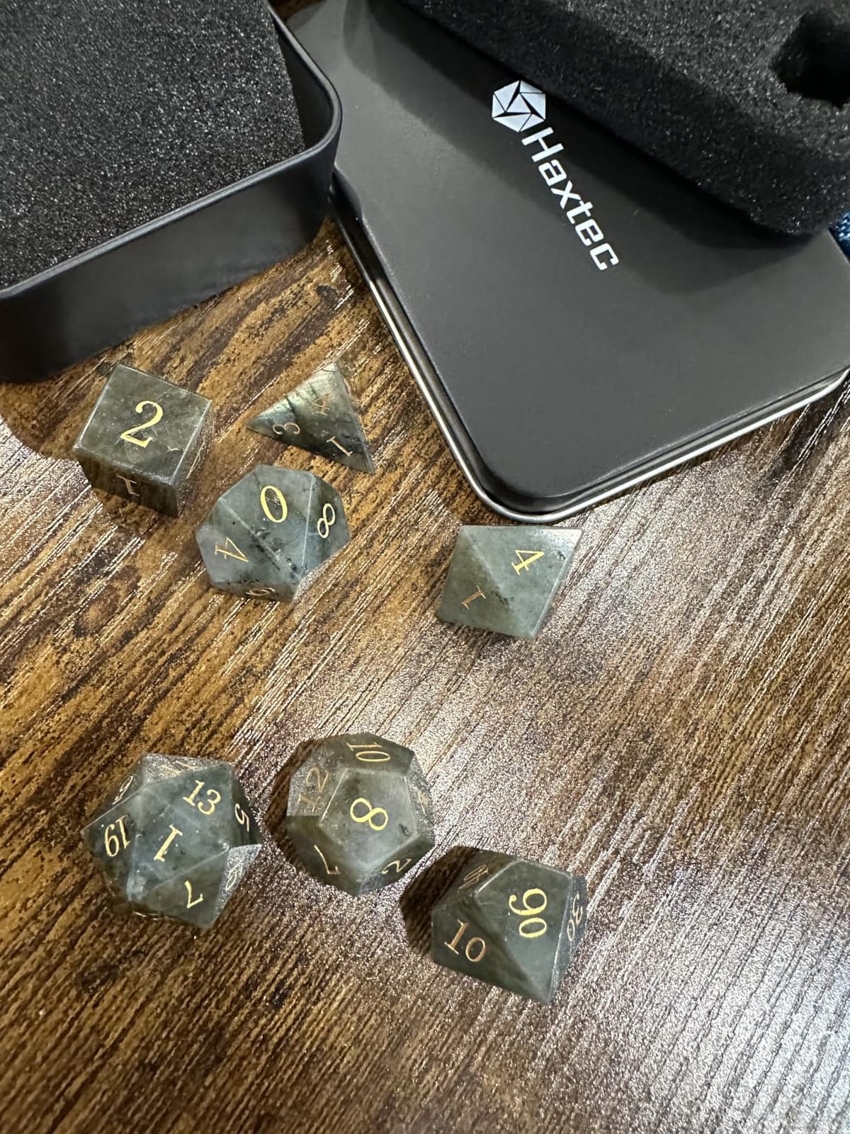 Haxtec Gemstone DND Dice Lapis Lazuli Polyhedral Dice Set for RPG | Natural Gem Stone, Metal Dice Case, Compatible with Dungeons and Dragons customer photo 2