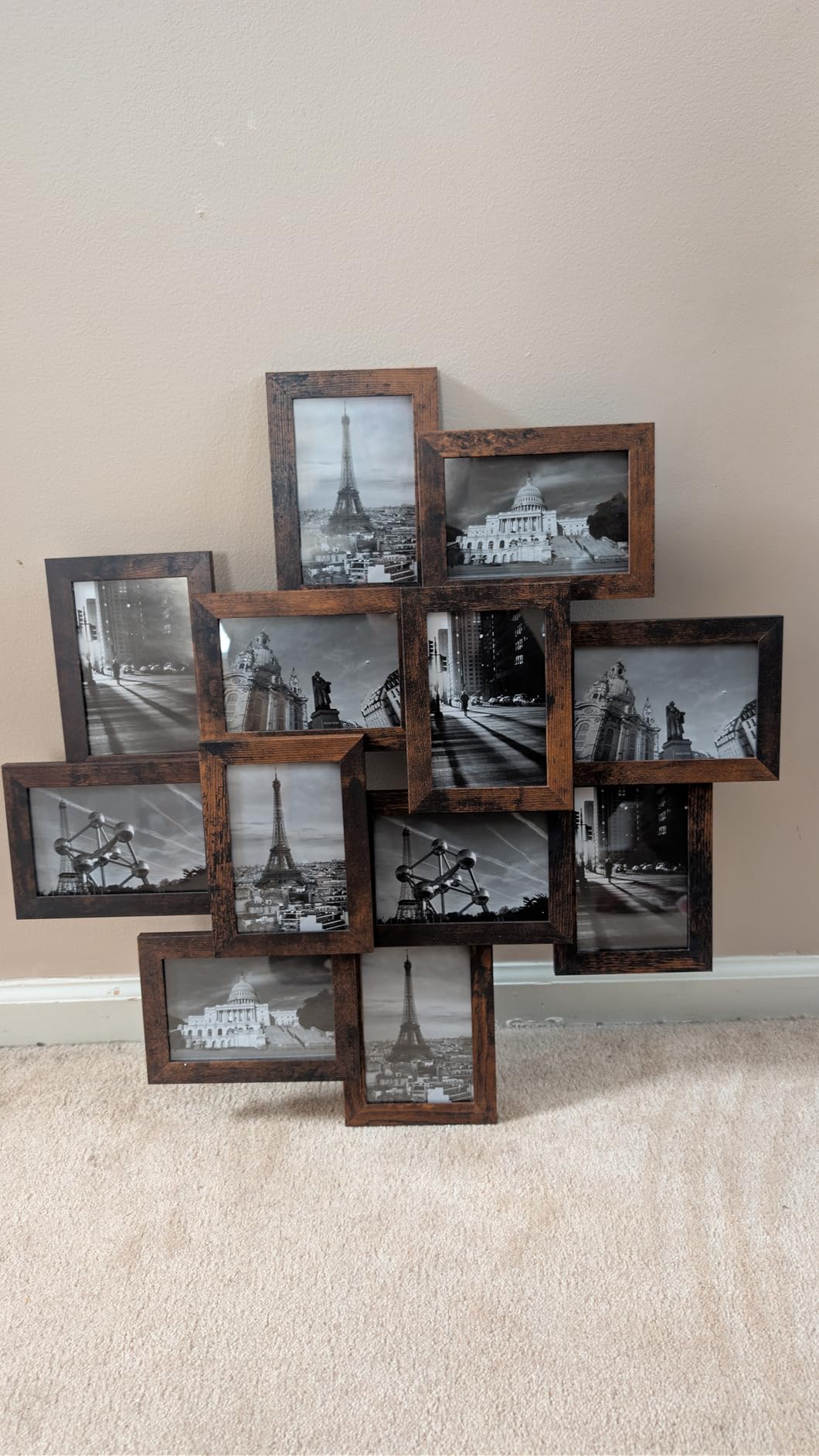 SONGMICS Collage Picture Frames, Set of 10, Glass | Photo Frame, Wall Gallery Decor, Table Display, Two 8 x 10, Four 5 x 7, Four 4 x 6, Rustic Brown, KAVI Collection URPF010X01 customer photo 1