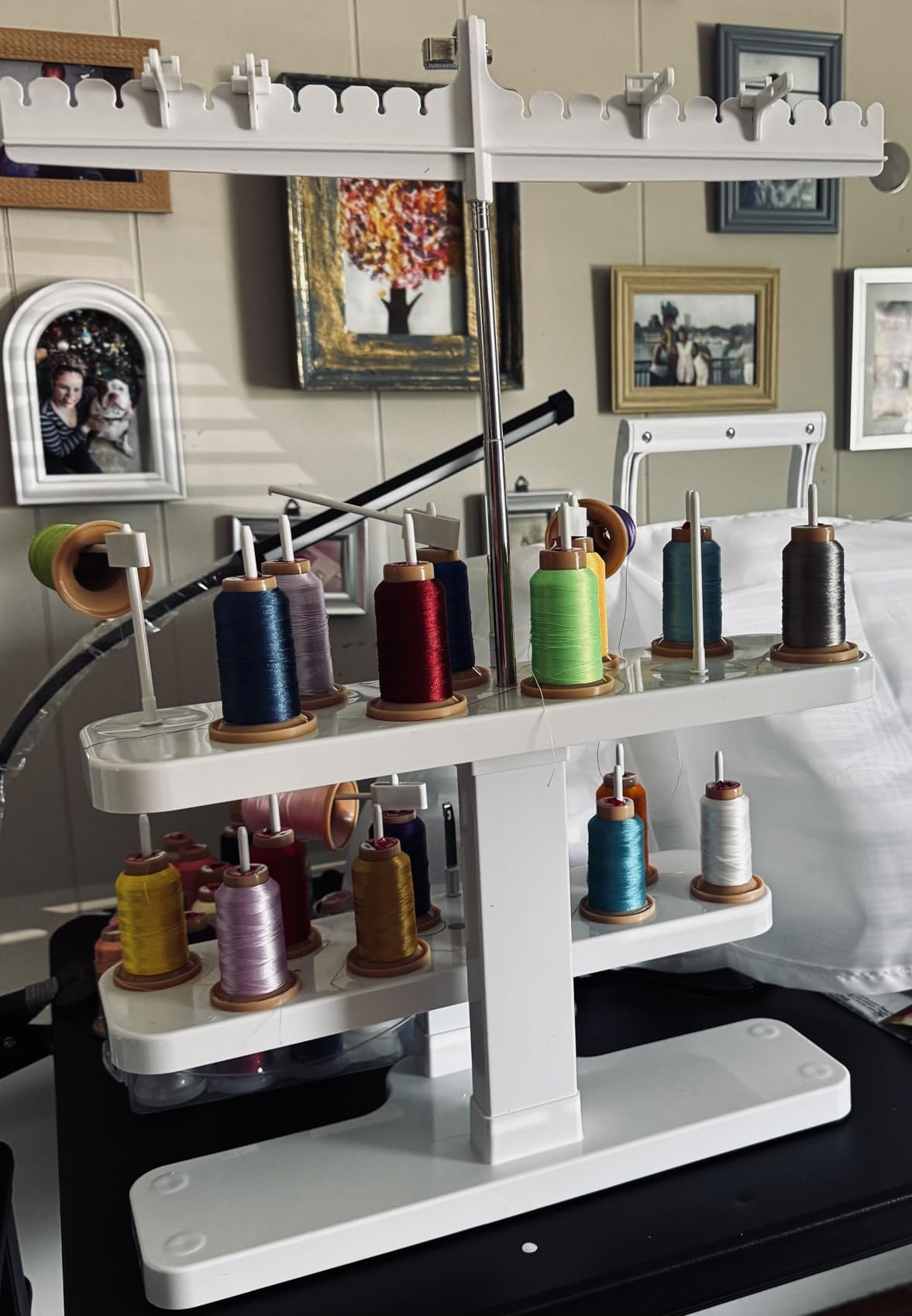 Sew Tech 20 Spool Thread Stand for Embroidery Machine Sewing Quilting Serger Machine, Height Adjustable Cone Thread Holder for Smoother Feed, Large Spool Holder for Brother Singer Babylock Bernina etc customer photo 2
