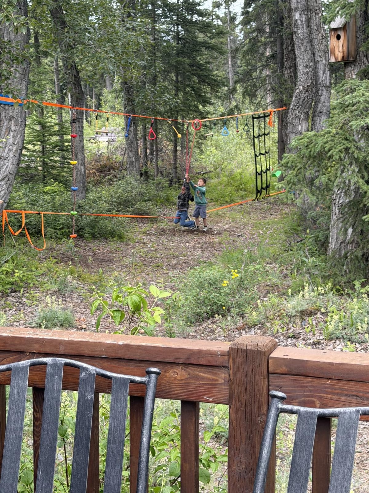 Hyponix Ninja Warrior Obstacle Course for Kids 2 x 50 ft, 10 Obstacles | Ninja Slackline for Kids, Supports 880lbs - Monkey Net, Ratchet-Tight Tech, Climbing, Swinging & Balance Training, Ages 3+ customer photo 2