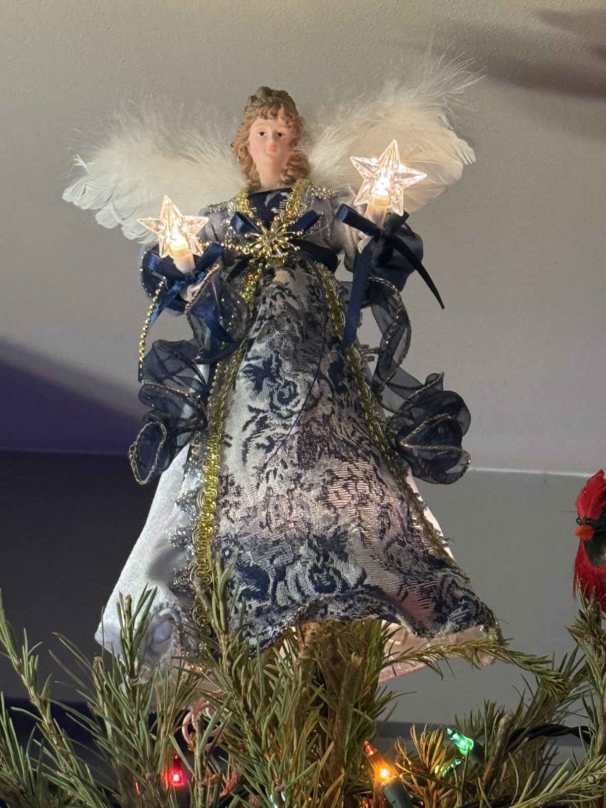 12-Inch UL 10-Light Delft Blue with Gold Angel Tree Topper customer photo 2