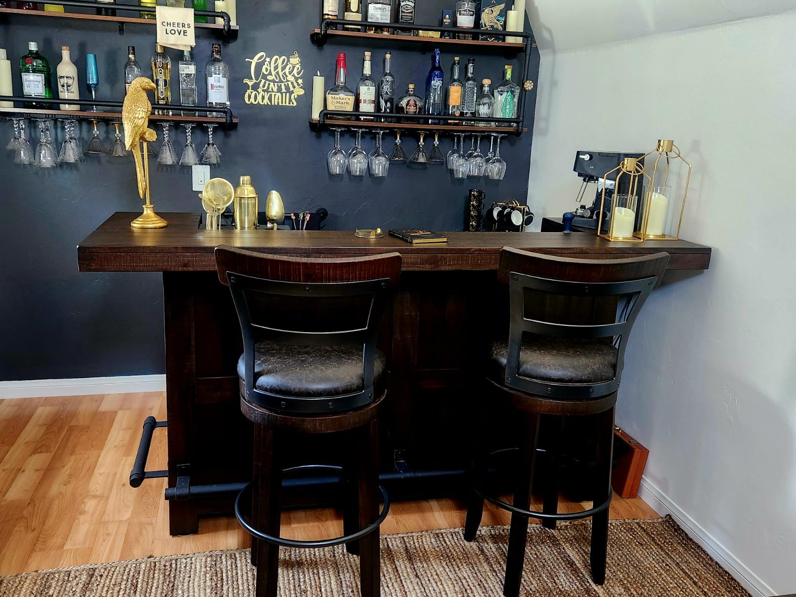 Highball & Chaser Bartender Kit with Espresso Bamboo Stand. Beautiful Cobbler Cocktail Shaker Set with Bar Tools Rustproof Stainless Steel Bar Set (Antique Copper) customer photo 1