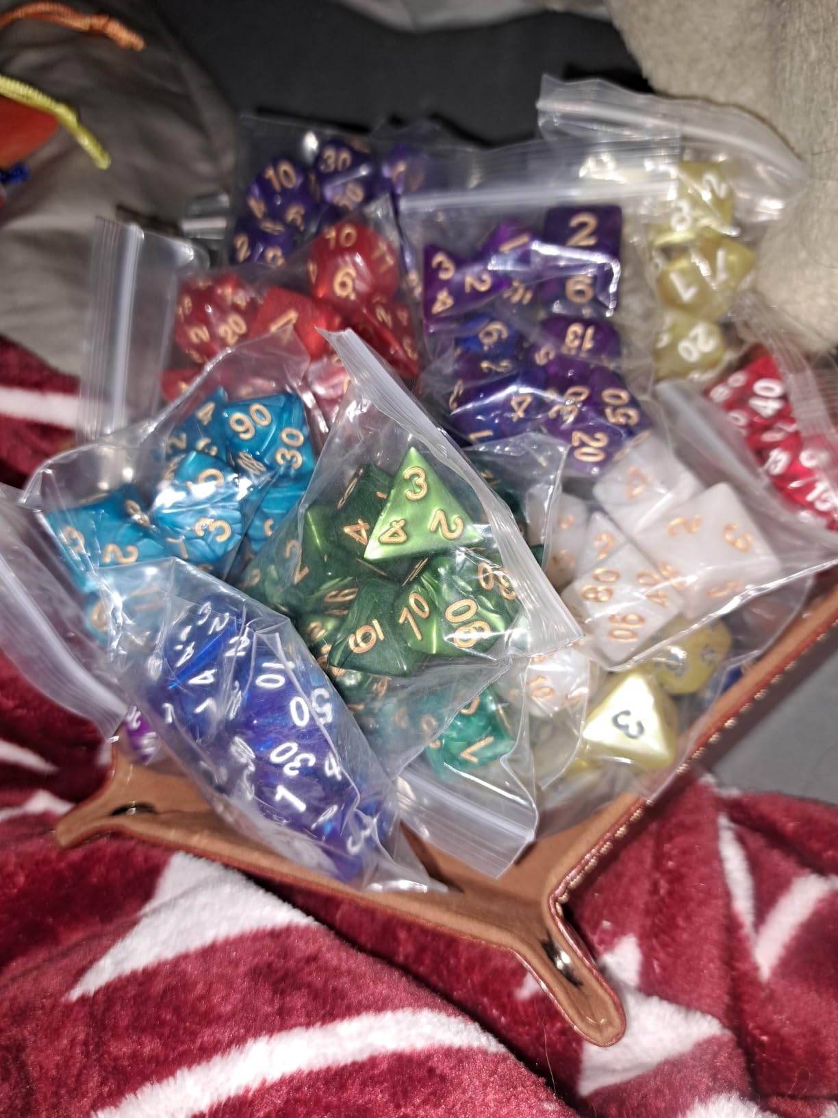 175 Pcs Bulk DND Dice Sets, Polyhedral RPG Dungeons and Dragons Dice, MTG | 25 Set, 25 Colors, D&D Dice, Large Flannel Bag, D4 to D20 customer photo 2