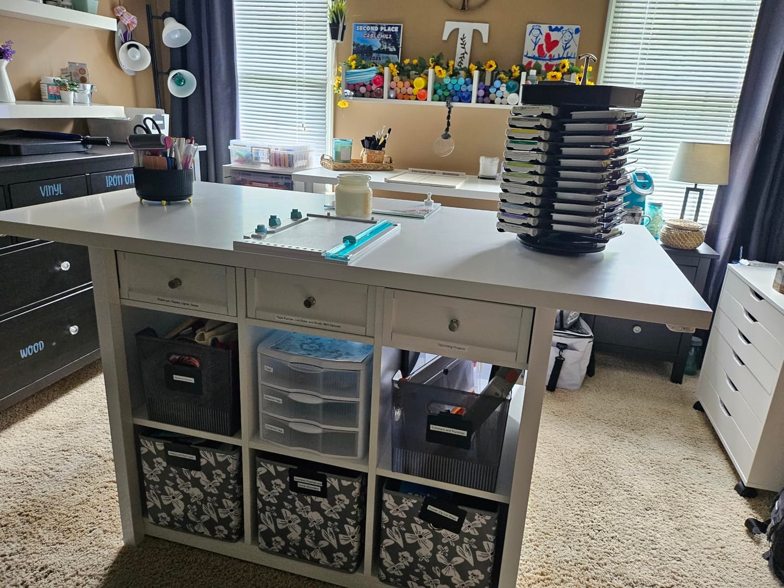 Sauder Craft Pro Series Durable Craft Work Table with Storage/Pantry cabinets, Mystic Oak Finish customer photo 1