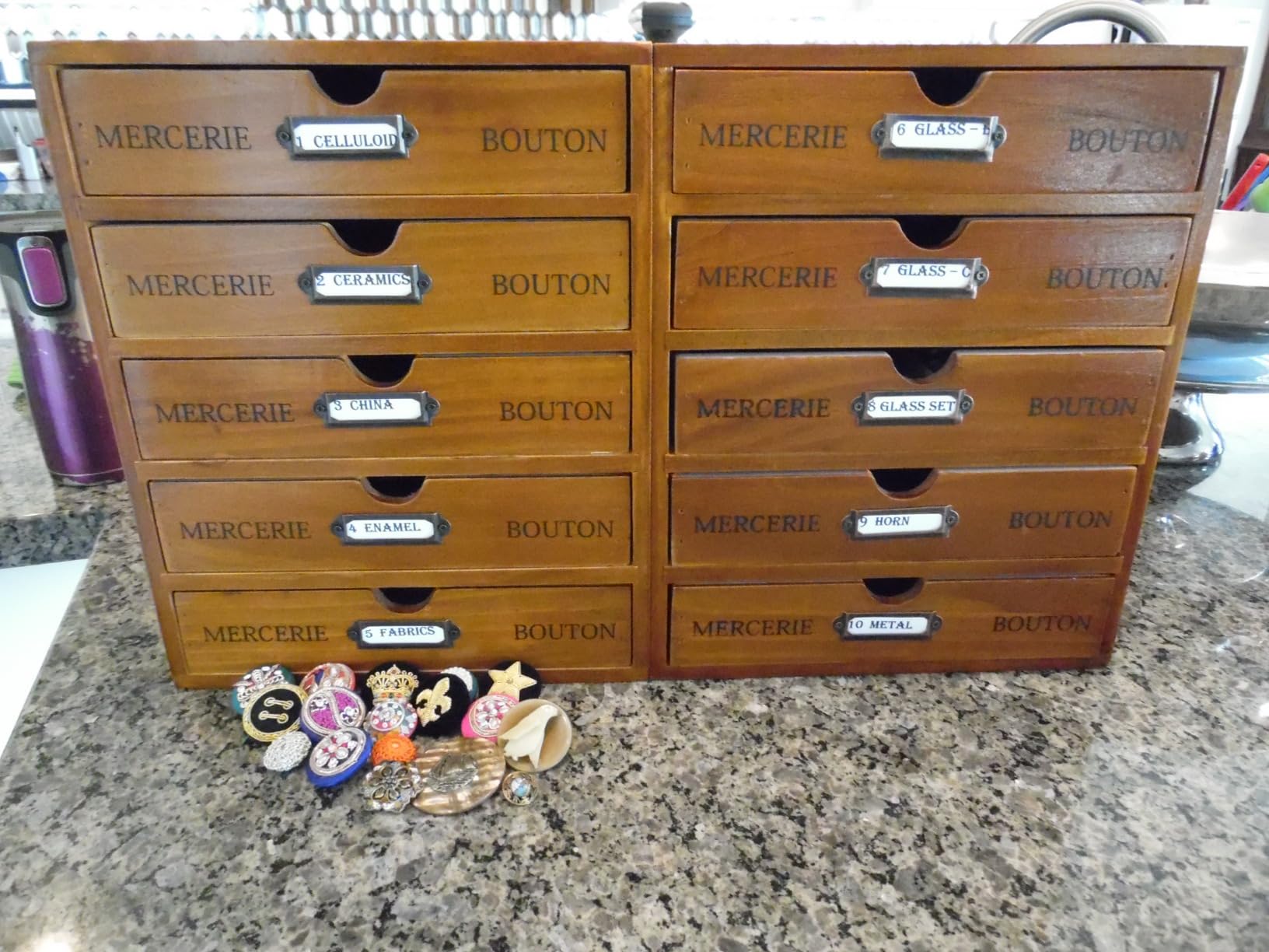 Vintage 5-Drawer Wooden Desk Organizer - Craft Storage - Rustic Shelf Drawer - Home Bedazzling, Rhinestone Organizers and Accessories - Embroidery Floss - Apothecary Cabinet, Art Storage | Stackable customer photo 1