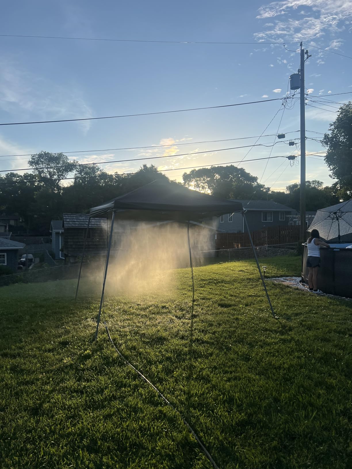 Bonviee 75FT Misters for Outside Patio, 23 Brass Nozzles, 3/4 Inch Adapter | 23M Outdoor Misting System for Patios, Gardens & Greenhouses, Preassembled Misting Line for Flexible DIY Cooling Layouts. customer photo 2