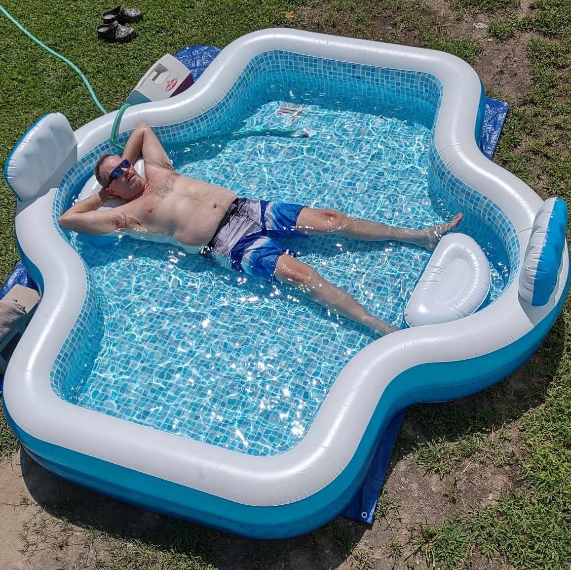 Members Mark Elegant Family Pool 10 Feet Long 2 Inflatable Seats with Backrests. New Version customer photo 1