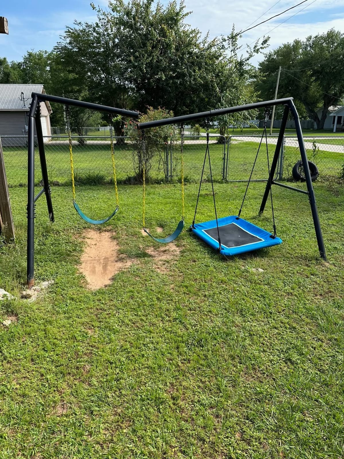 Hapfan 600lb Heavy Duty Swing Set for Outdoor Backyard with 3 Swings Black | 60mm Metal Pipe, Platform Swing + 2 Belt Swings, for Kids from Toddler to Teens, ASTM Tested | CPSC Safety Compliant (Patented) customer photo 1