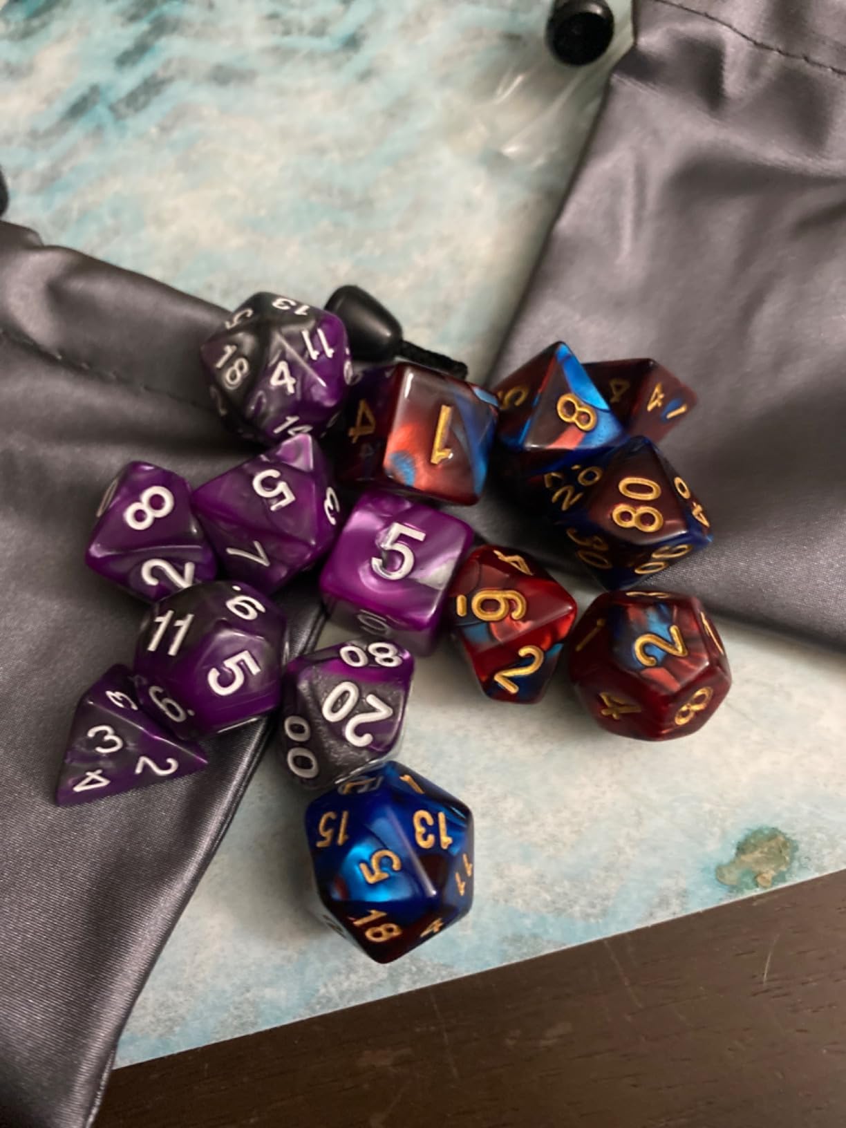 DND Dice Set Dark Blue Mix Black Nebula Dice for Dungeon and Dragons D&D RPG Role Playing Games 7Pcs Polyhedral Dice with Dice Bag customer photo 1