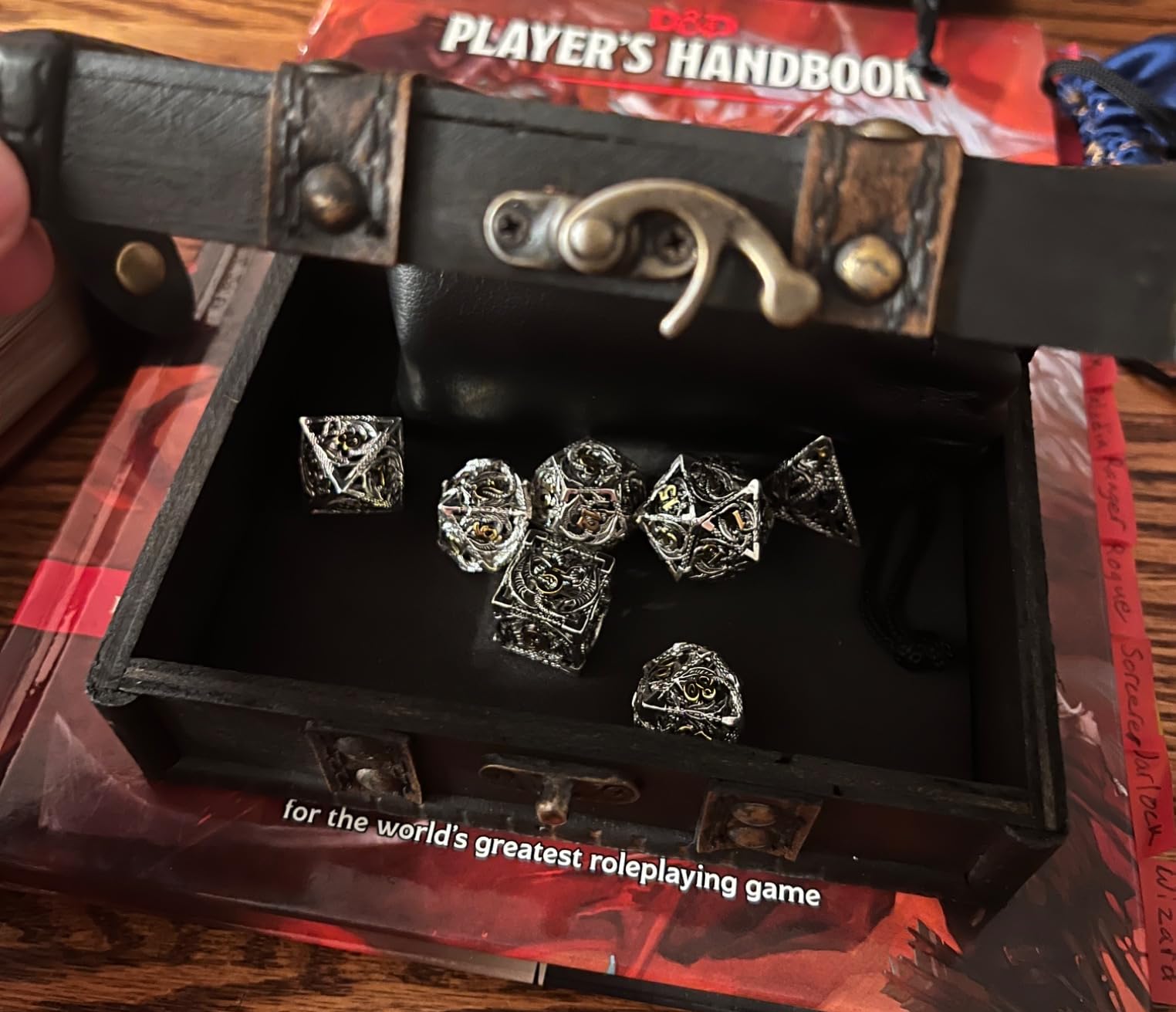 AncientDeer DND Dice Set 7 Pieces D&D Pure Copper Hollow Polyhedral | DND Dice W/ Gift Box & Dice Bag for DND RPG Explorers customer photo 1
