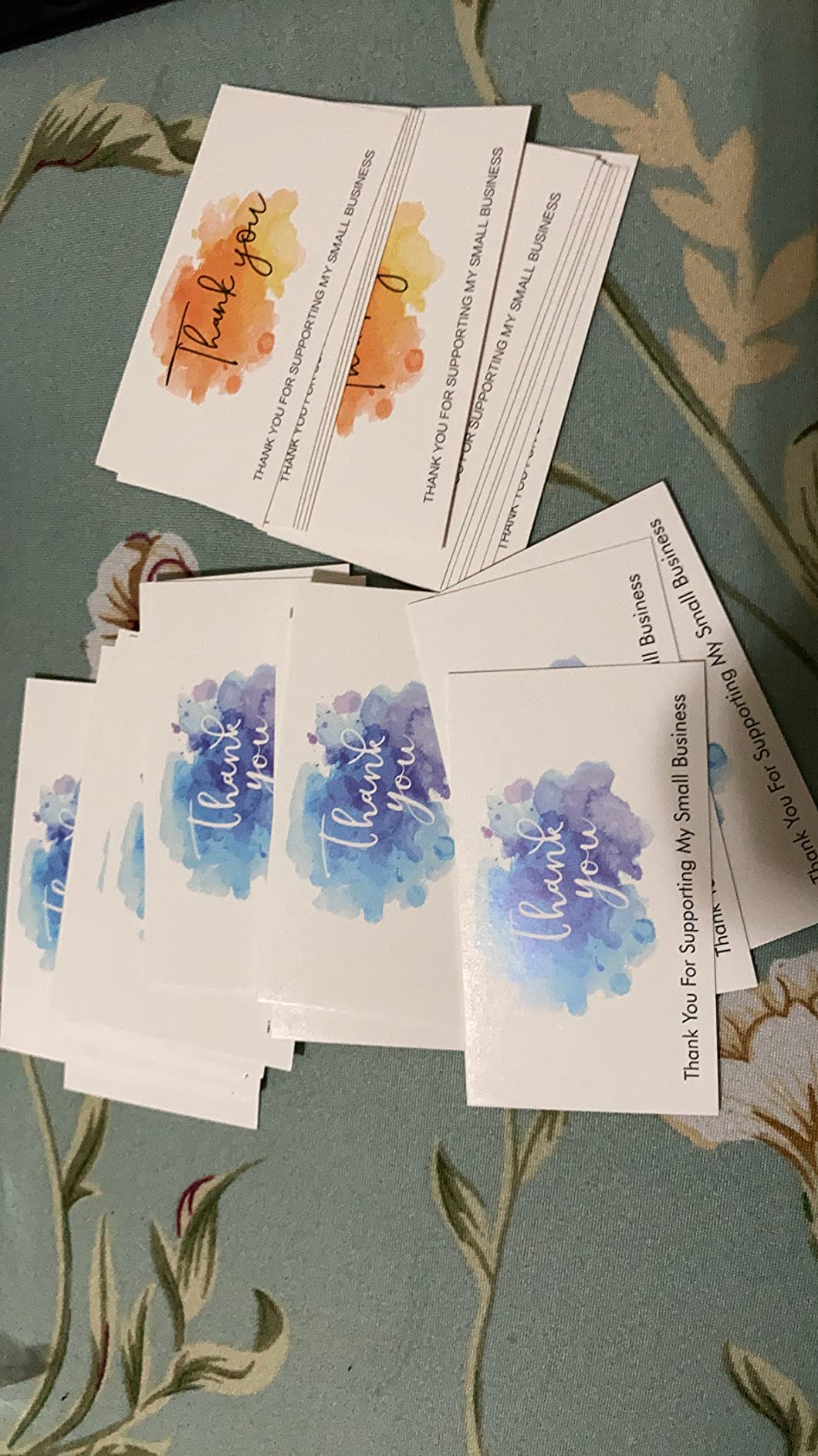 OKIO 200 PCS Thank You for Supporting My Small Business Cards in 4 Elegant Watercolor Style Designs (3.5