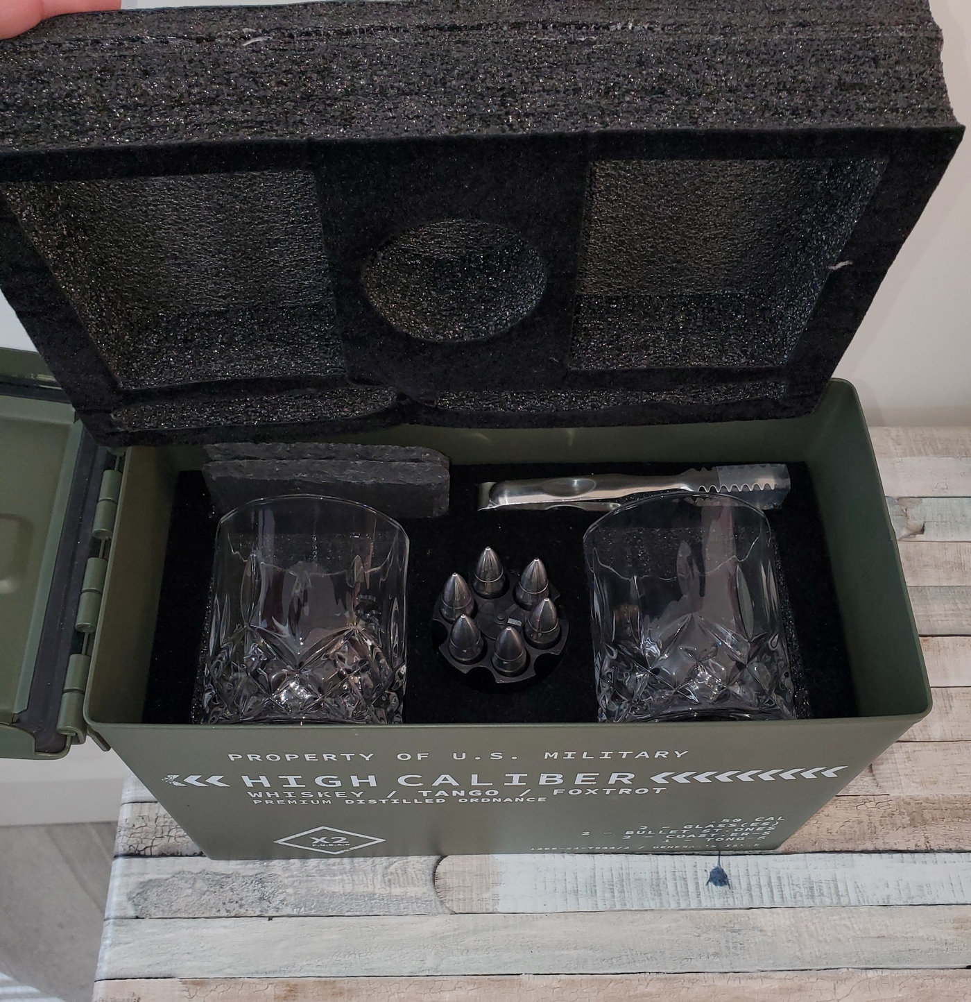 Titan LSO Whiskey Glasses and Stones in Unique Tactical Box Display | Bourbon Cocktail Cups, Coasters and Tongs | Gifts for Men | Glass Set customer photo 1